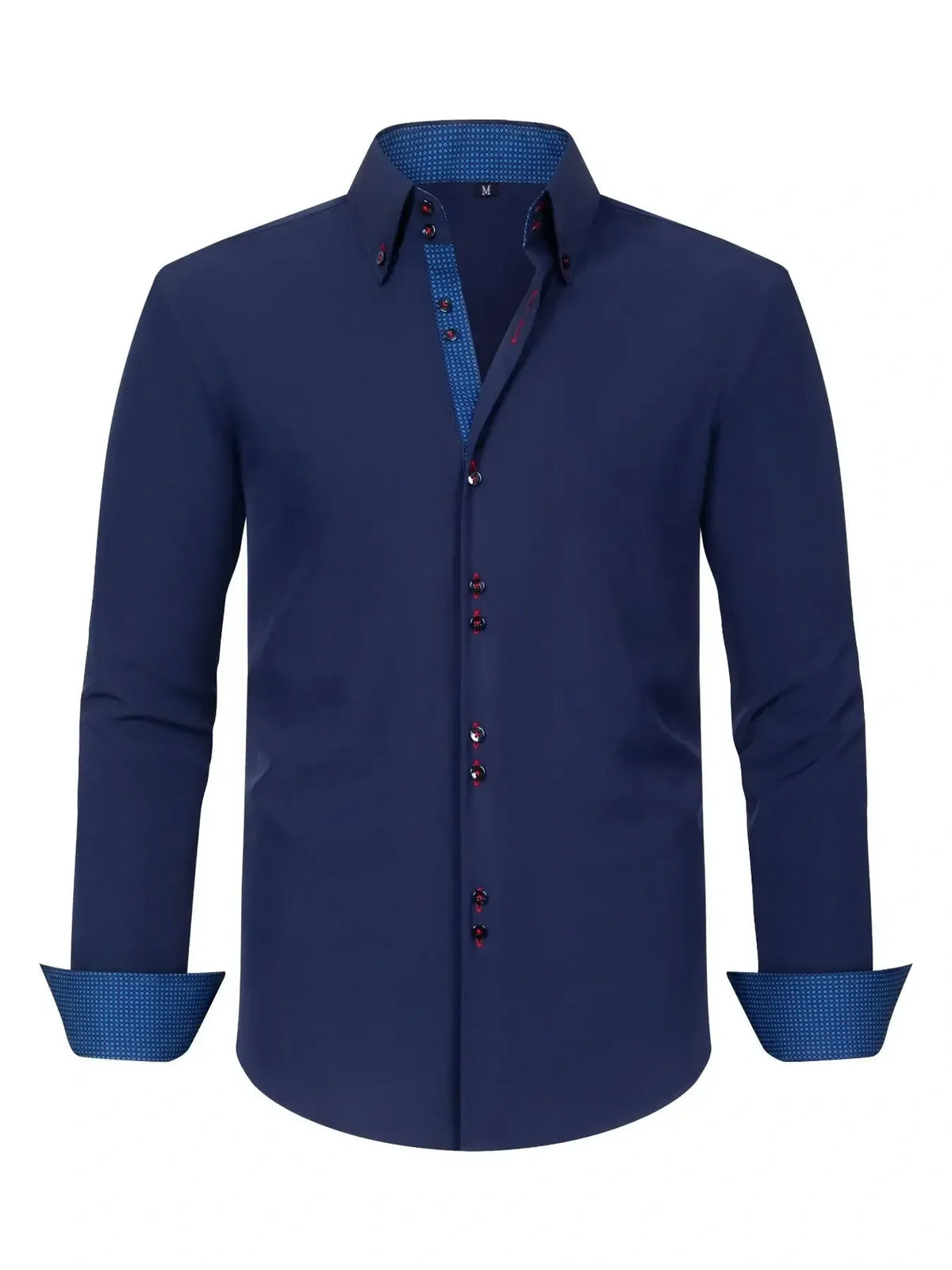 Men's Full Size Button-Down Casual Shirt with Contrast Cuffs Plus Size