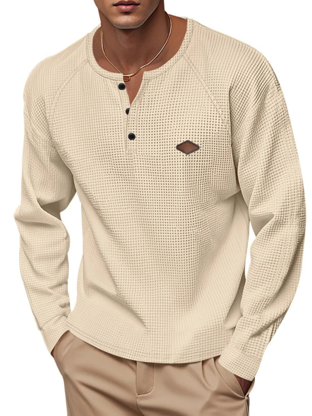 Men's Full Size Button Detail Long Sleeve T-Shirt Plus Size