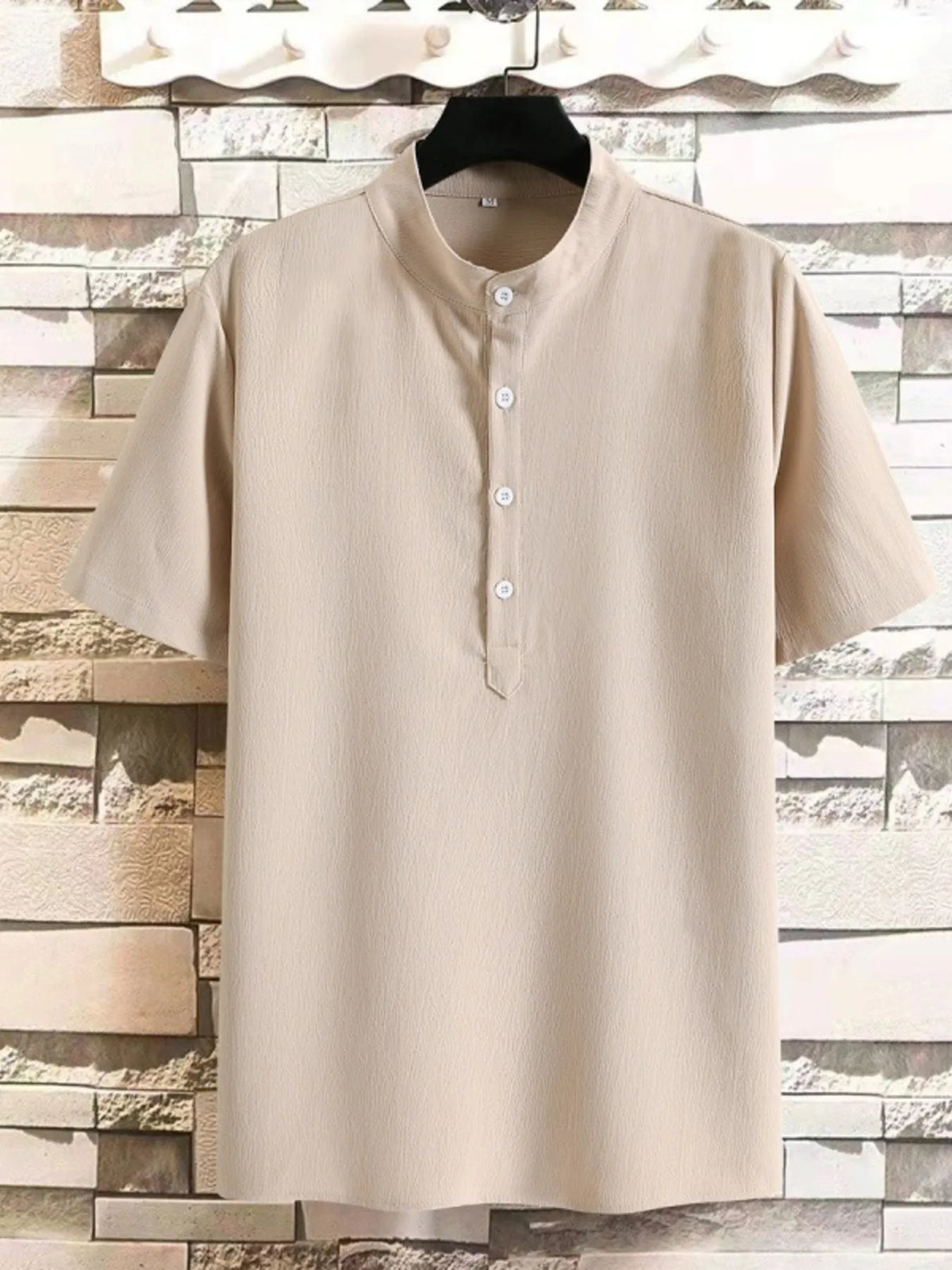 Men's Plus Size Button Detail Short Sleeve Blouse