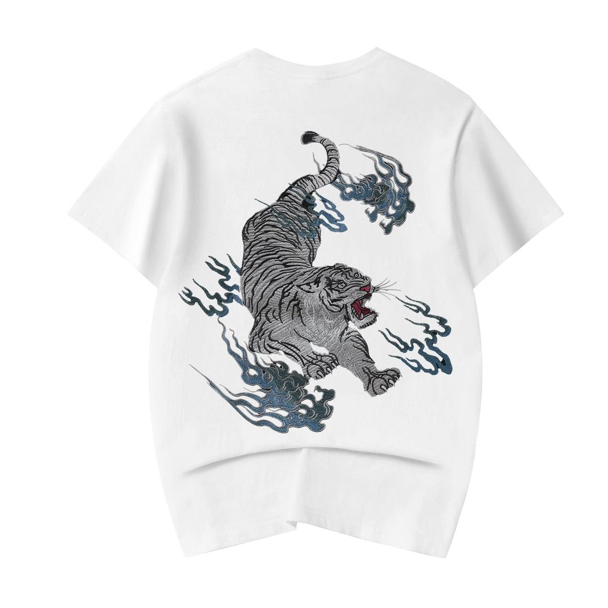 Reaper unit worldwide ET9817 Flaming White Tiger Embroidered Tee