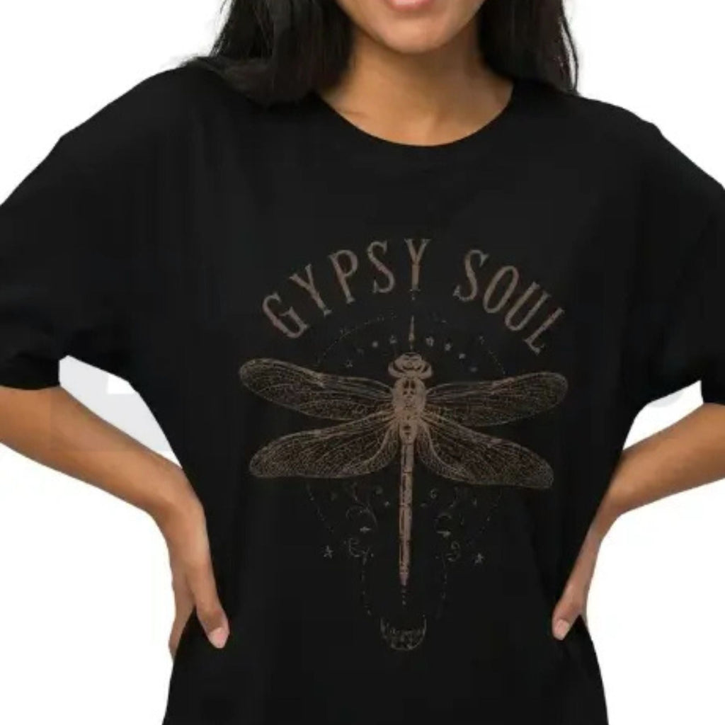 Womens Boho Dragonfly Gypsy Soul Shirt – Vintage Mystical Aesthetic Graphic Tee