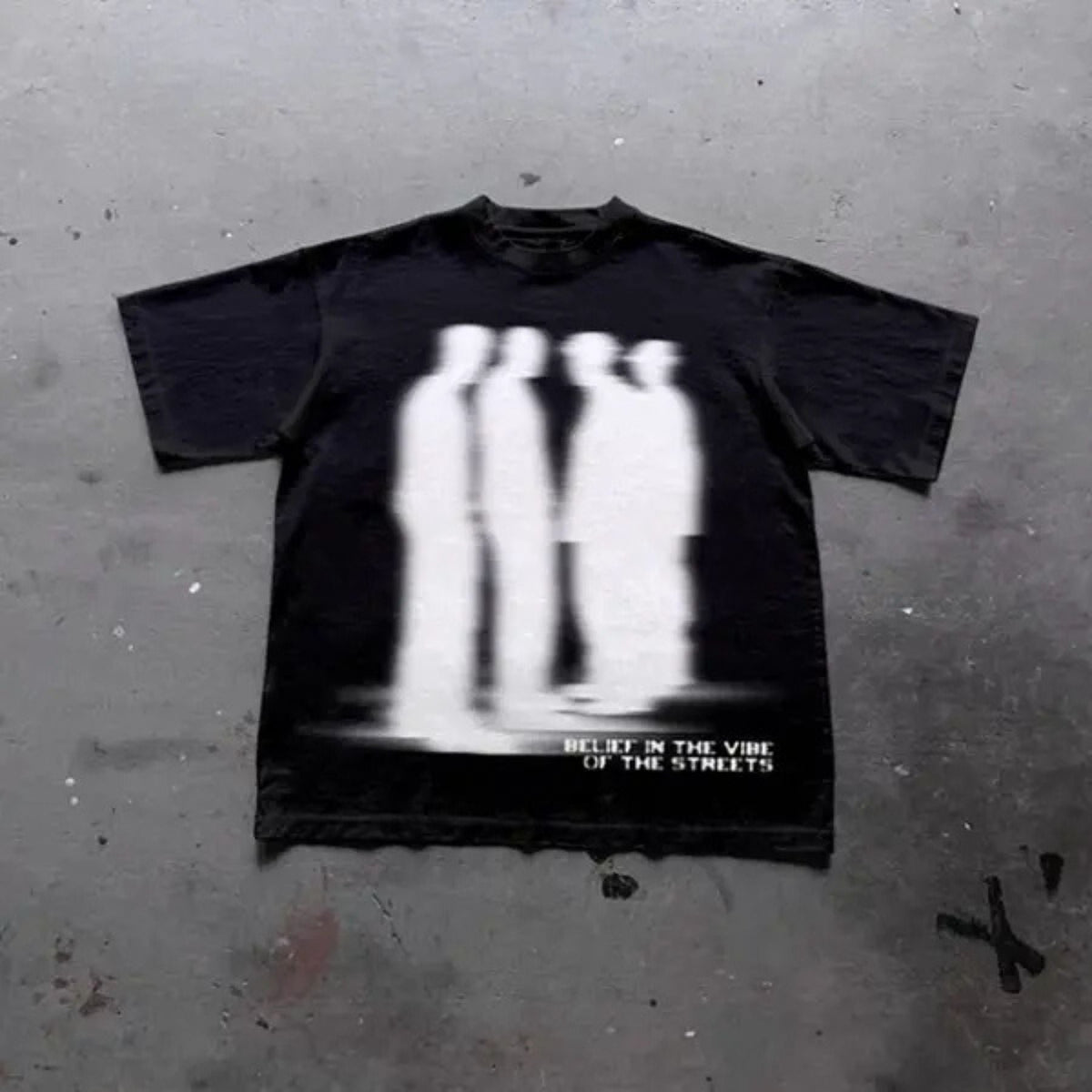 "Virtual Shadow" Street Atmosphere T-Shirt – Urban Shadow Character Streetwear, Premium 100% Cotton Cyber Top, Made in USA