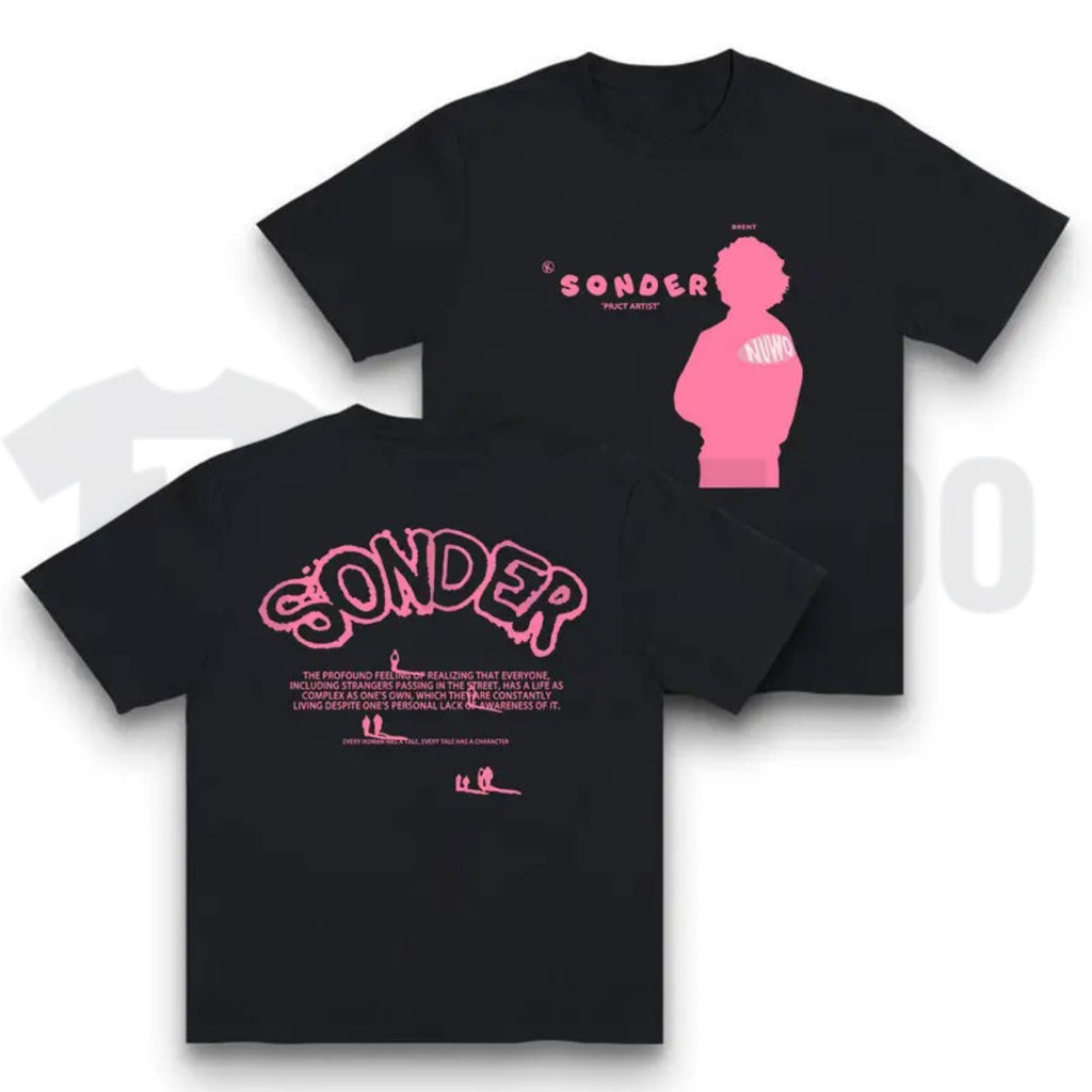 Bold Pink Sonder Lettering Rap Crewneck – Geometric Print Urban Streetwear