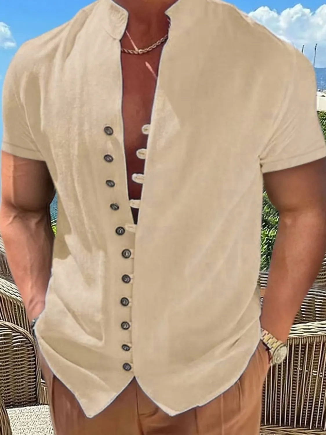 Men's Full Size Button Up Short Sleeve Shirt Plus Size