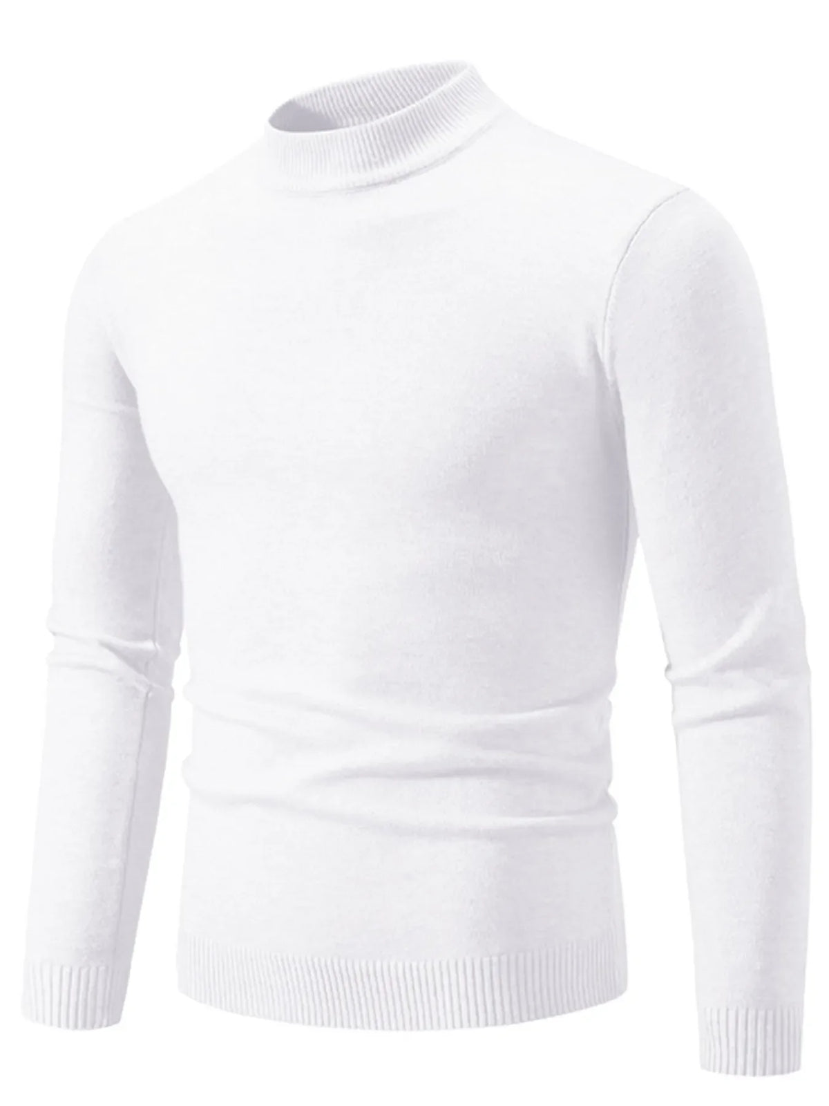 Men's Plus Size Ribbed Hem Mock Neck Long Sleeve Sweater
