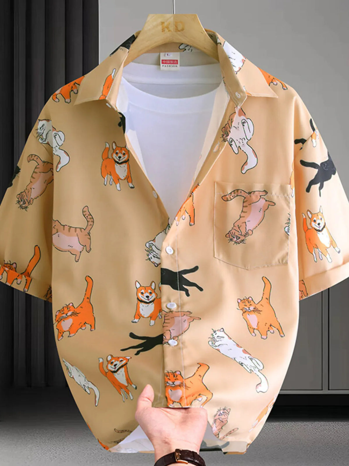 Men's Plus Size Hawaiian Print Short Sleeve Shirt