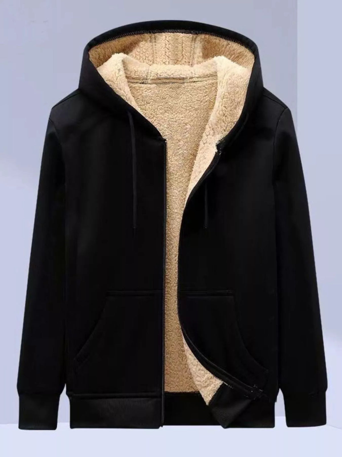 Men's Plus Size Sherpa Lined Zip Up Hoodie
