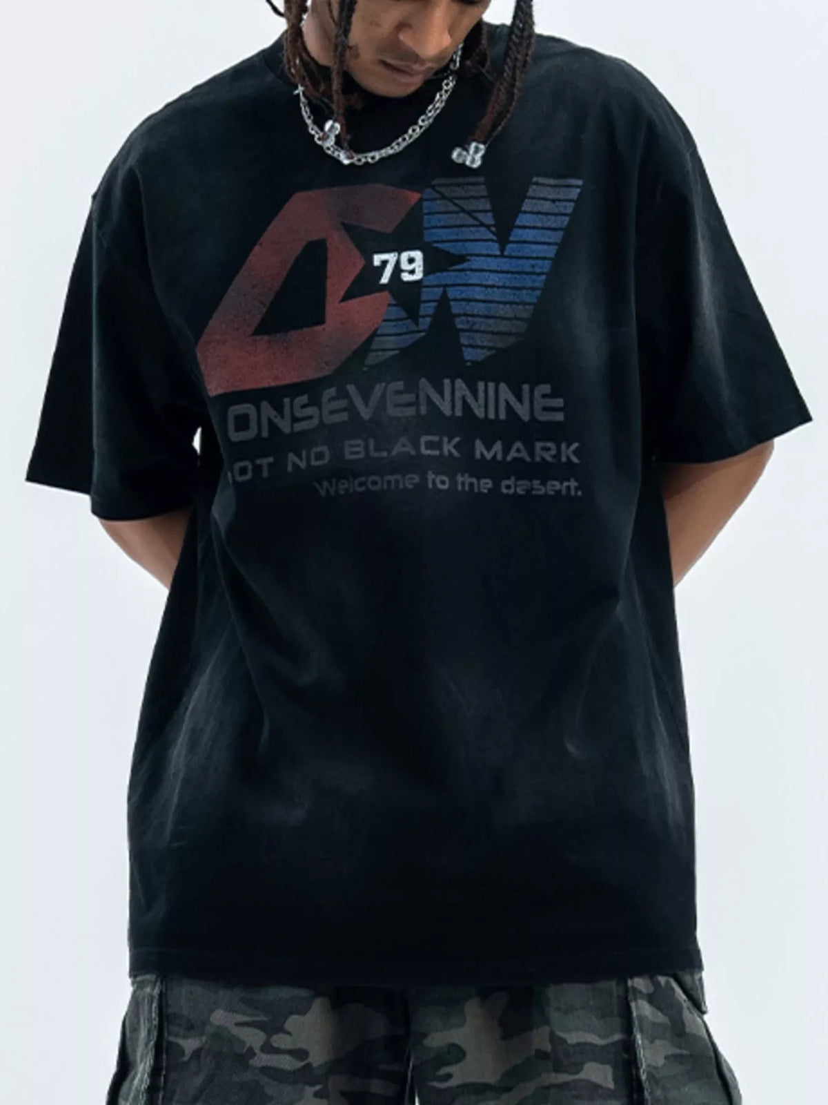 Men's Letter Round Neck Half Sleeve T-Shirt