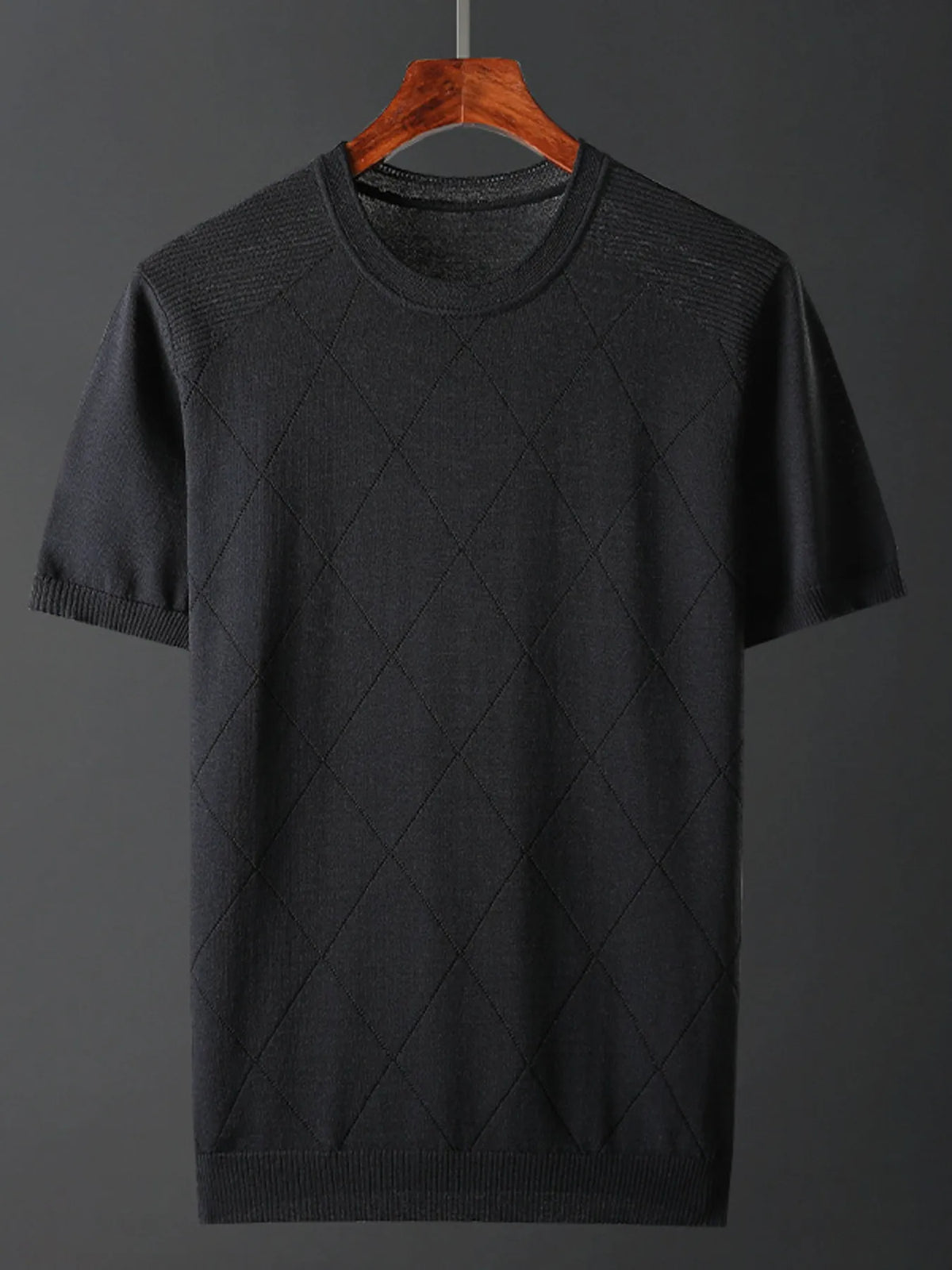 Men's Plus Size Diamond Pattern Knit T-Shirt