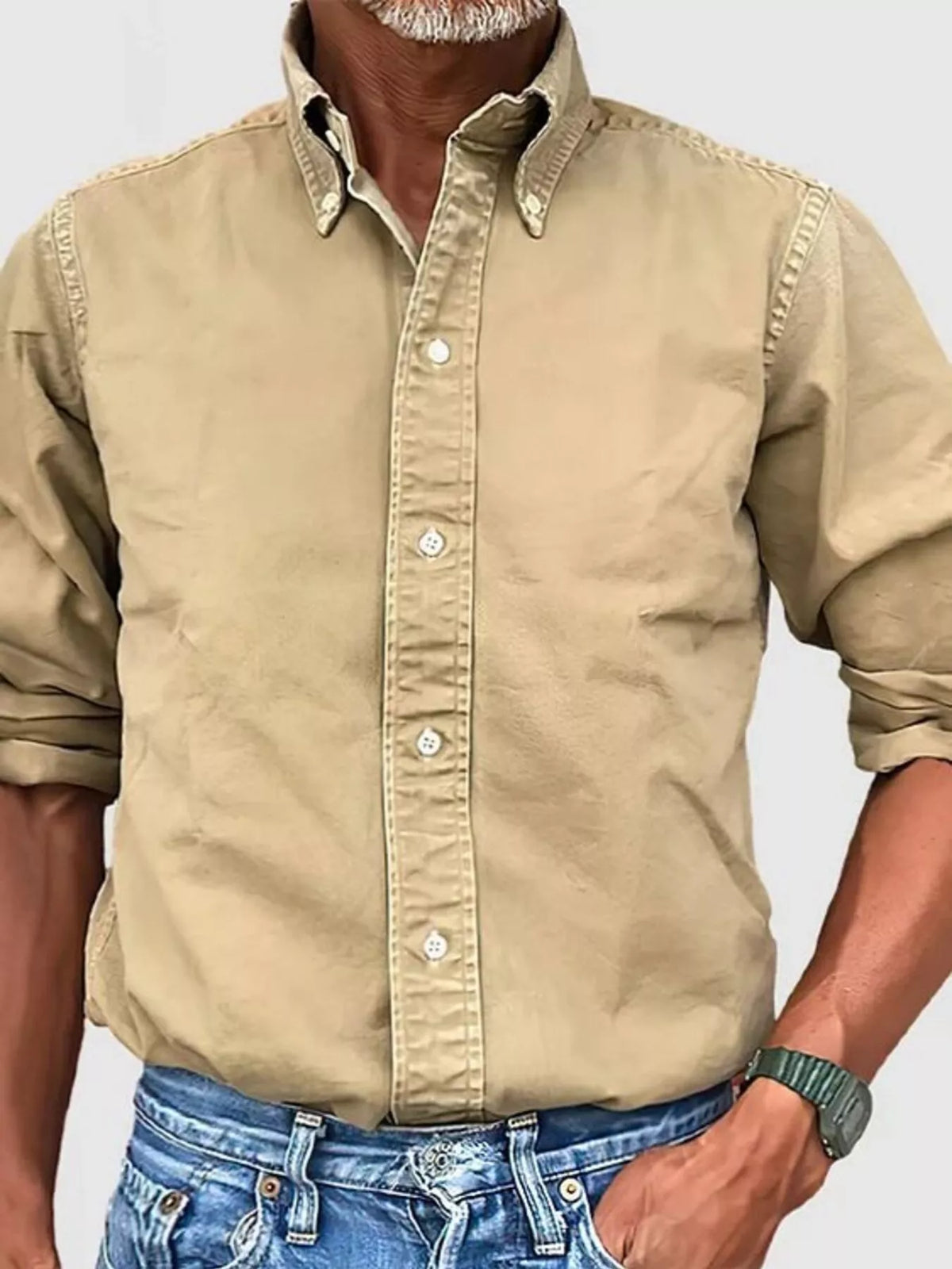 Men's Full Size Casual Button-Down Shirt Plus Size