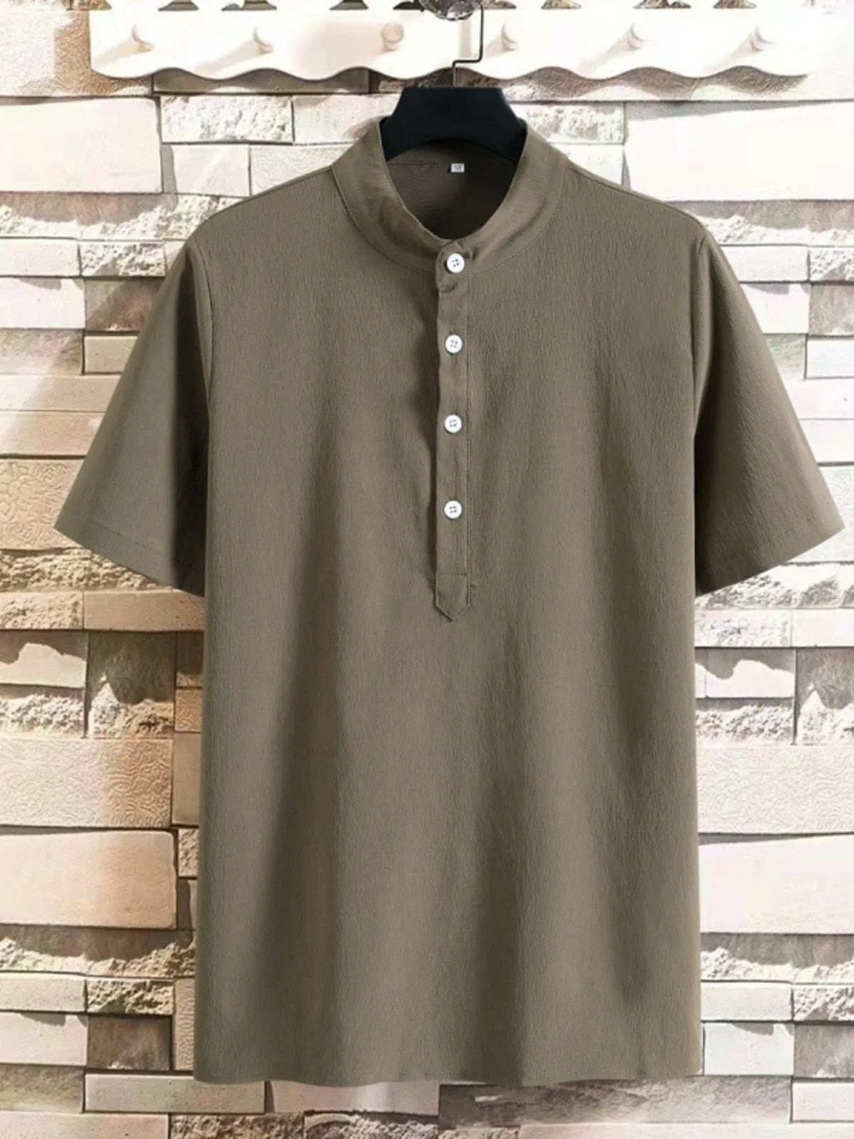 Men's Plus Size Button Detail Short Sleeve Blouse