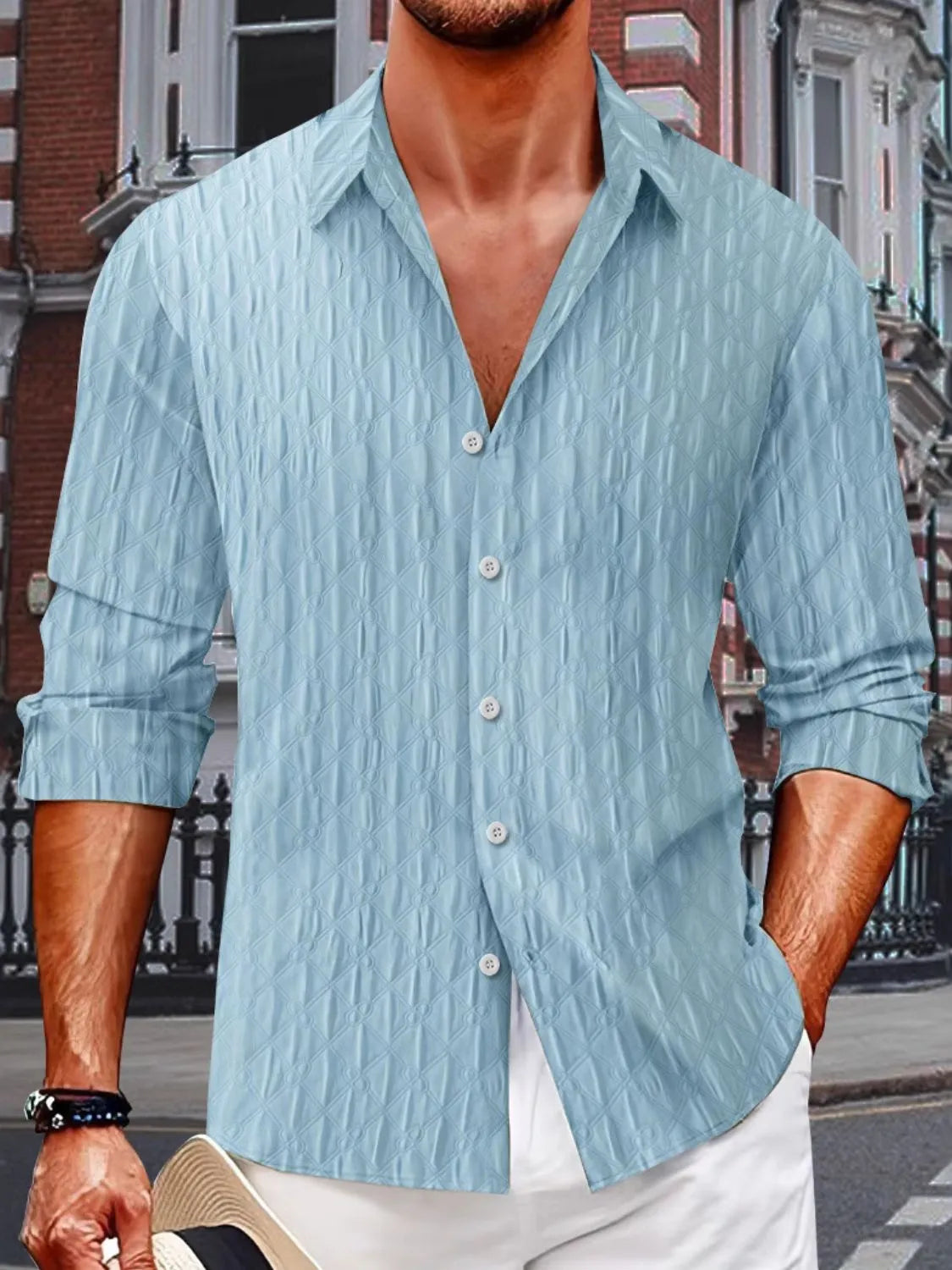 Men's Full Size Button Up Long Sleeve Shirt Plus Size