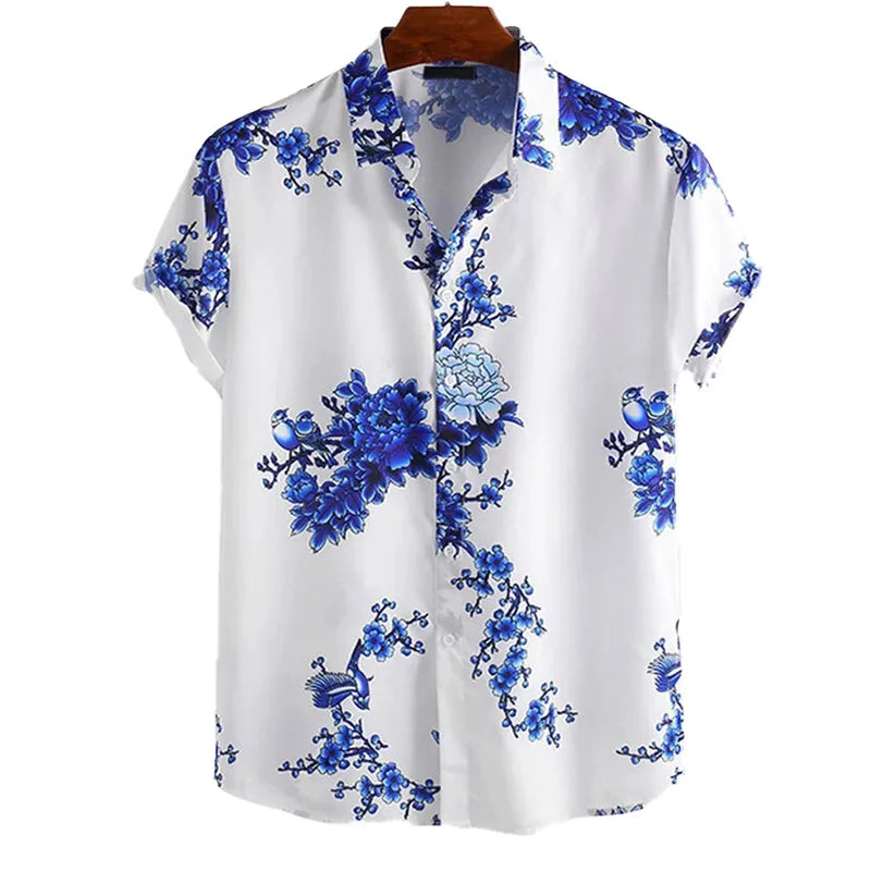 Men's Full Size Printed Short Sleeve Casual Shirt Plus Size