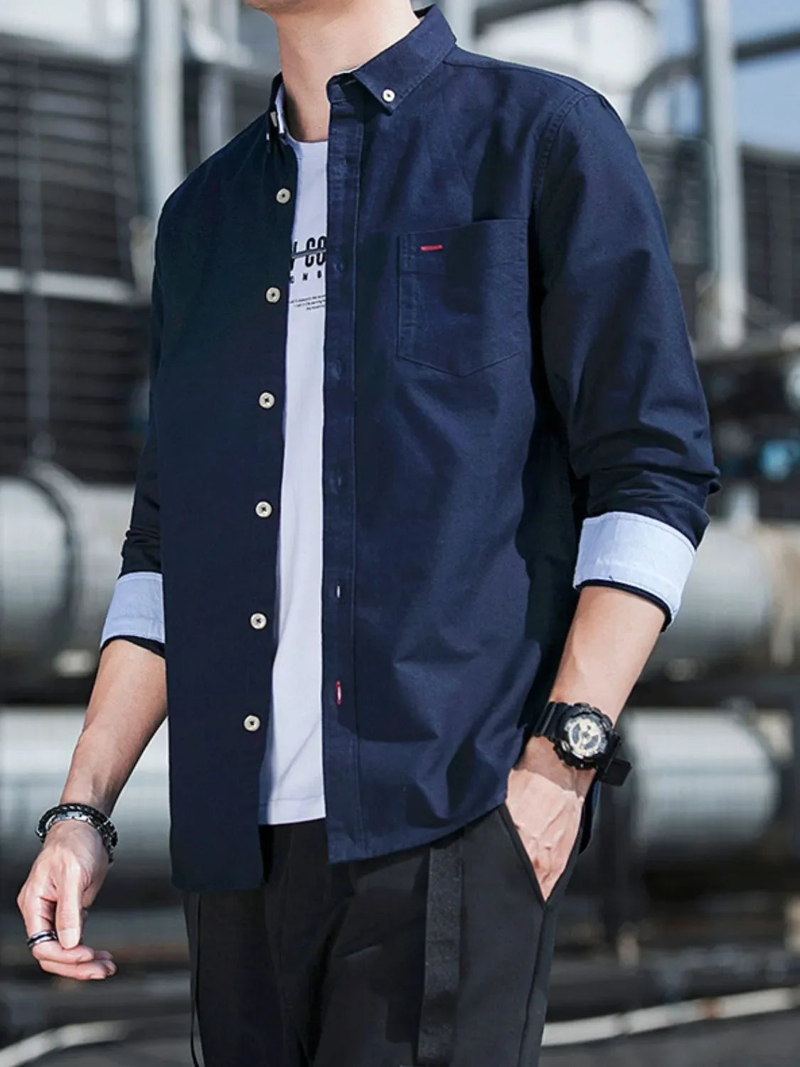 Men's Plus Size Button-Down Casual Shirt