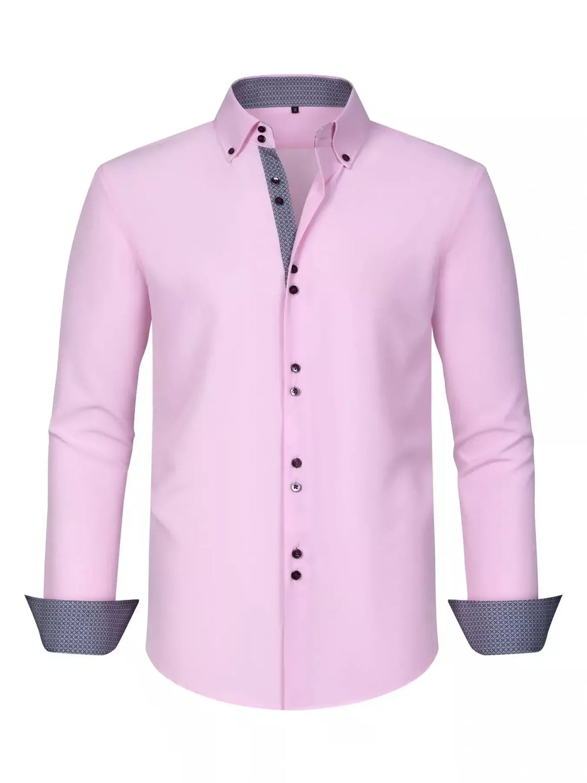 Men's Full Size Button-Down Casual Shirt with Contrast Cuffs Plus Size