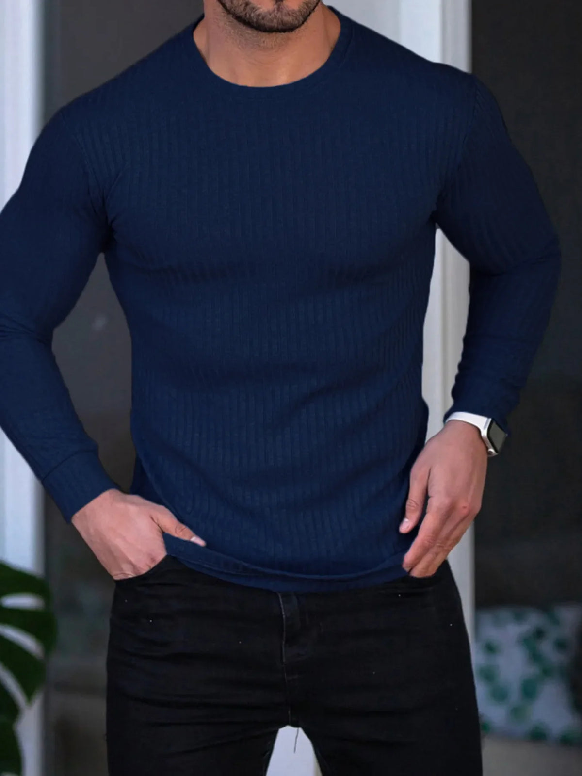 Men's Plus Size Long Sleeve Fitted T-Shirt