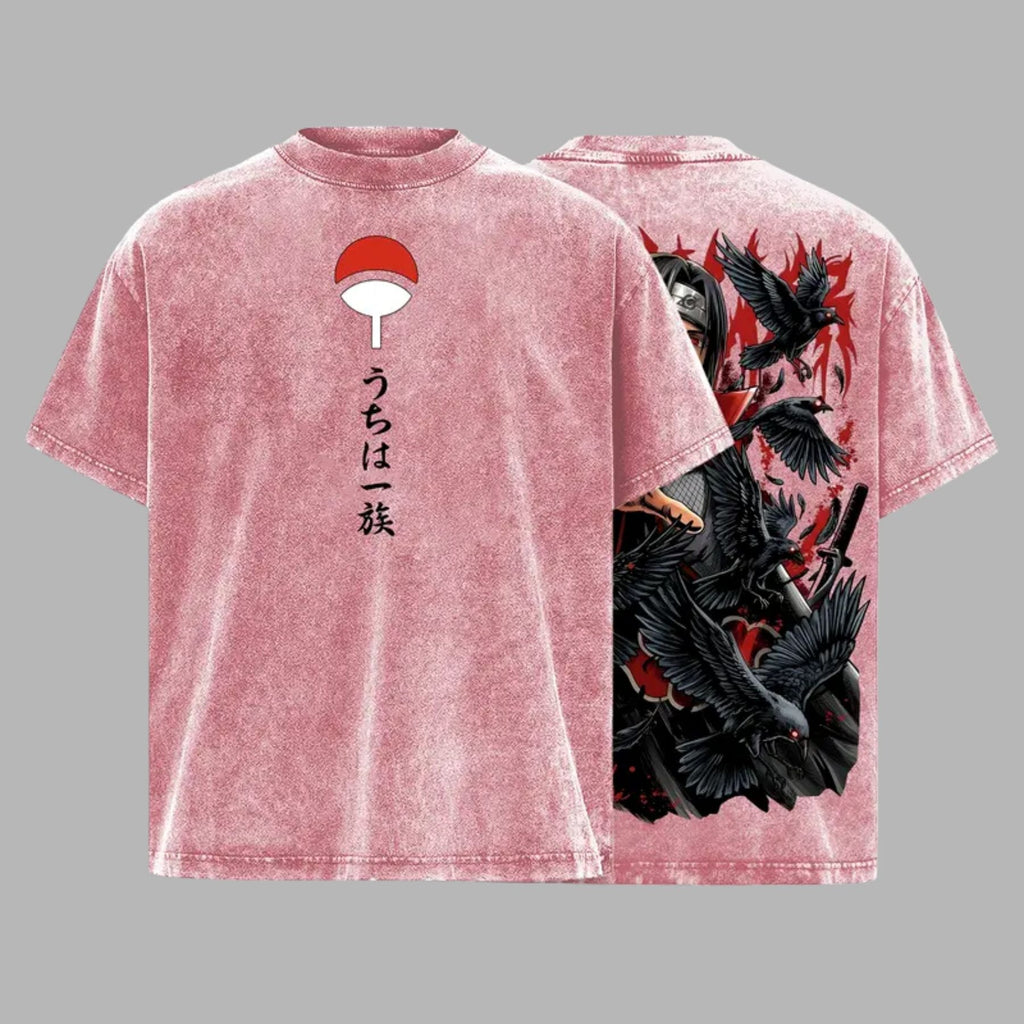 Dark Ninja Illusion Vintage Washed T-Shirt – Oversized Anime-Inspired Graphic Tee