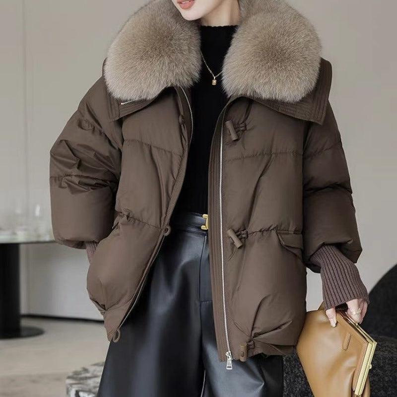 Reaper unit worldwide Down Cotton-padded Jacket Women's Short Fur Collar Thickened Coat Winter Clothing