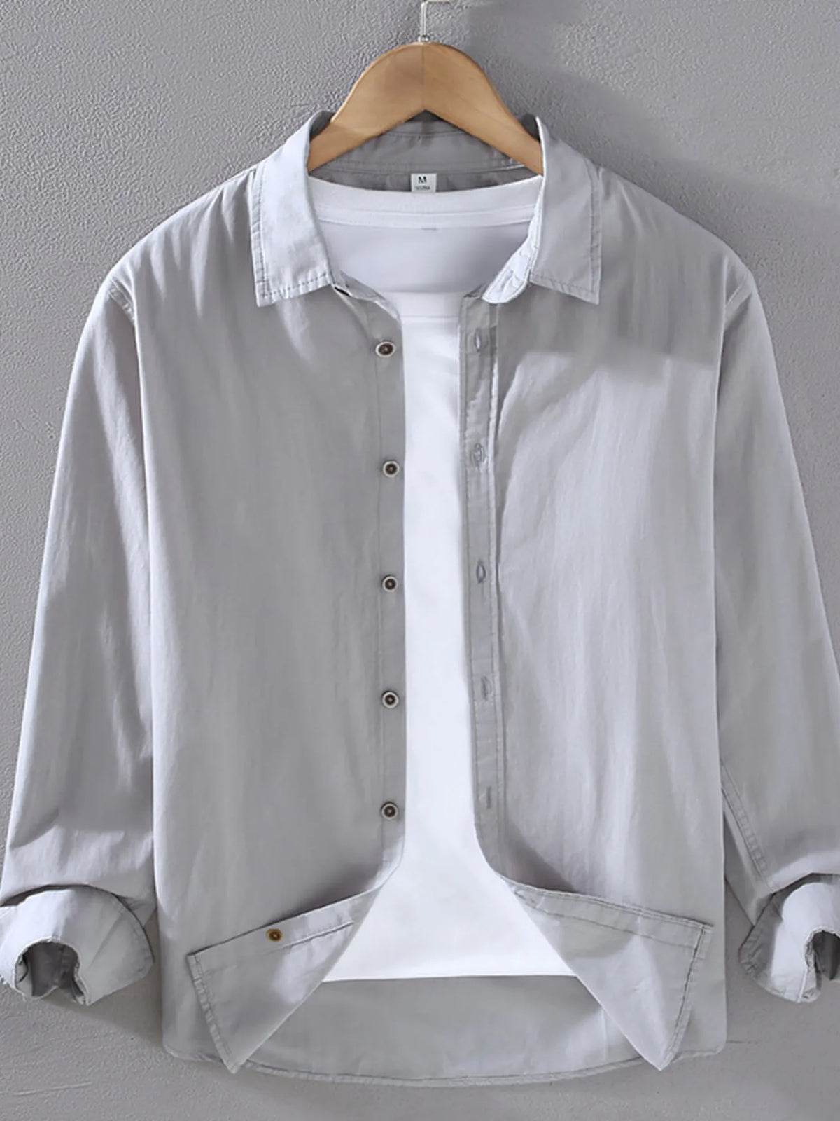 Men's Plus Size Long Sleeve Button-Up Shirt