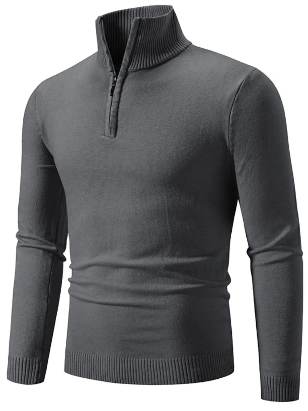 Men's Plus Size Quarter Zip Long Sleeve Sweater