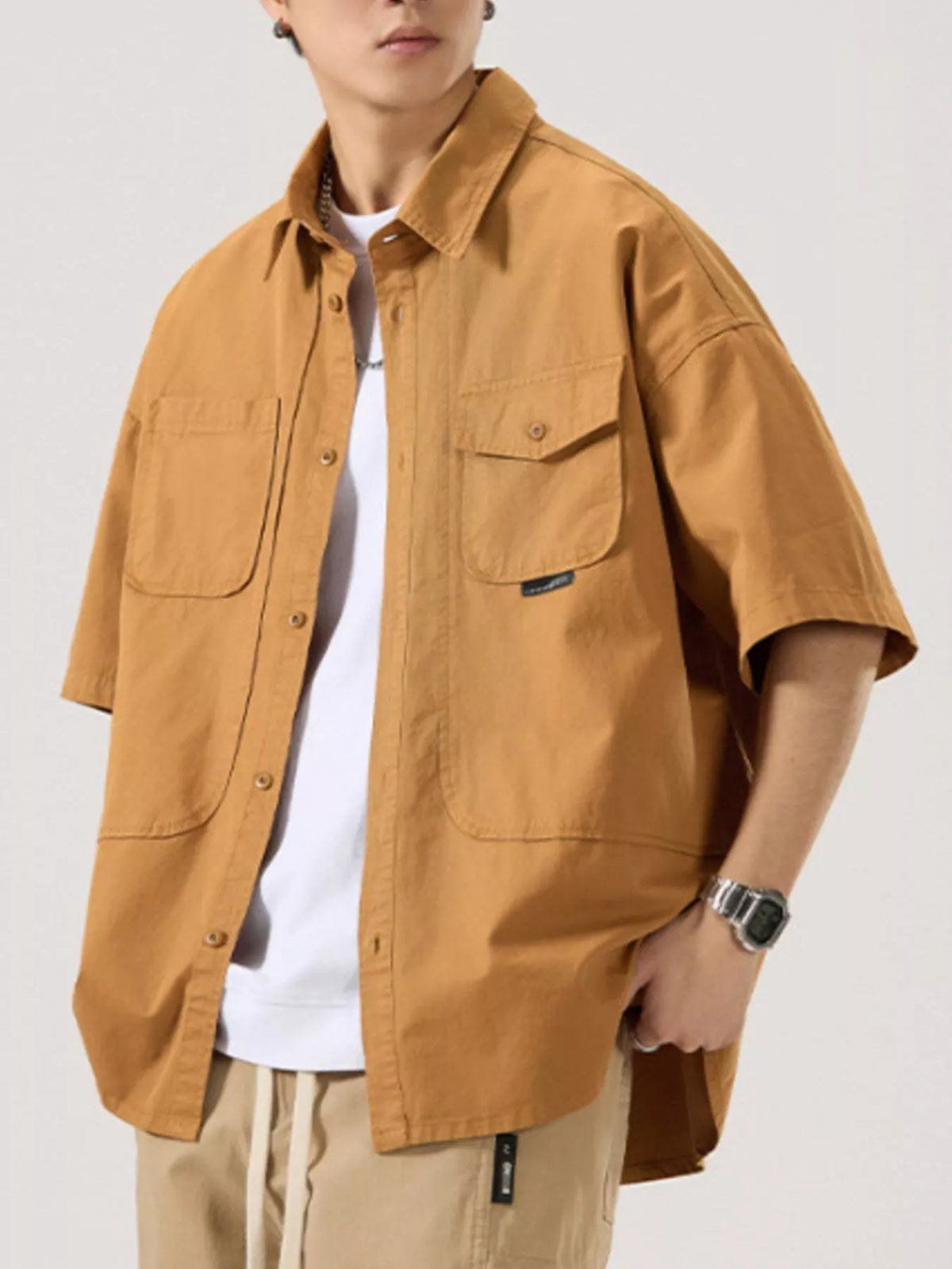 Men's Full Size Button Up Half Sleeve Shirt Plus Size