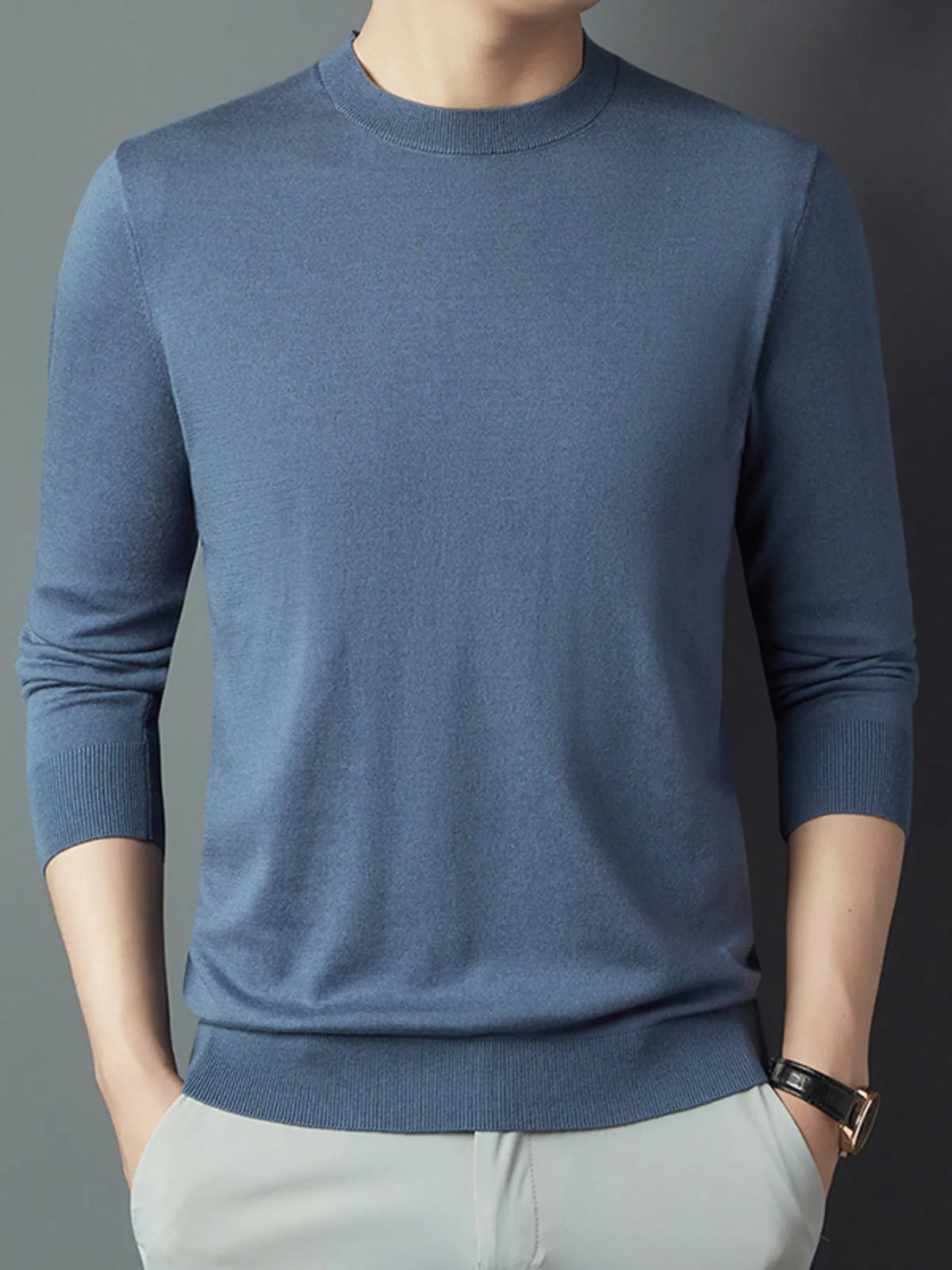 Men's Full Size Round Neck Long Sleeve Knit Top Plus Size