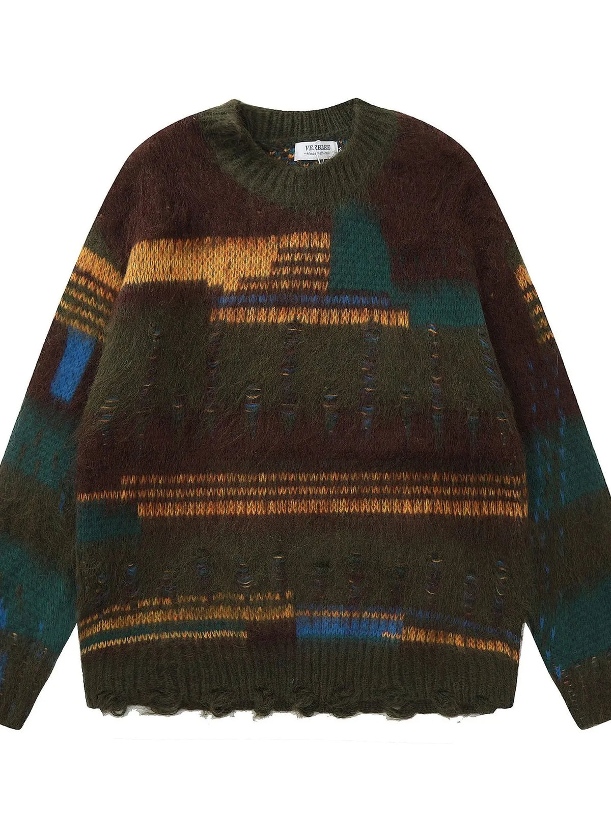Men's Contrast Round Neck Sweater