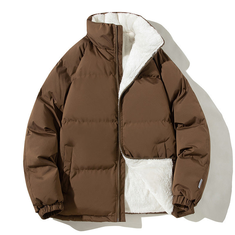 Reaper unit worldwide Couples Stand-up Collar Coat With Pockets Fashion Winter Warm Plush Thickened Jacket For Women Men Loose Outwear Top Clothing