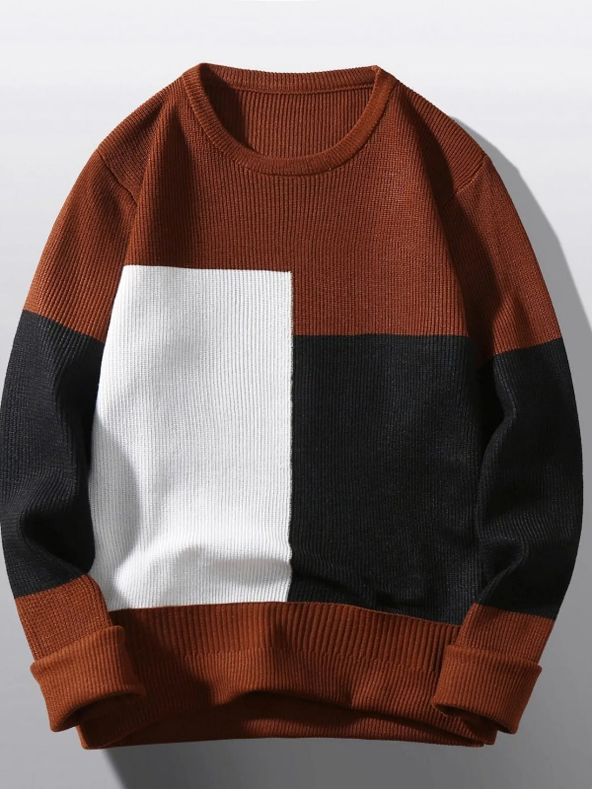 Men's Plus Size Color Block Round Neck Sweater