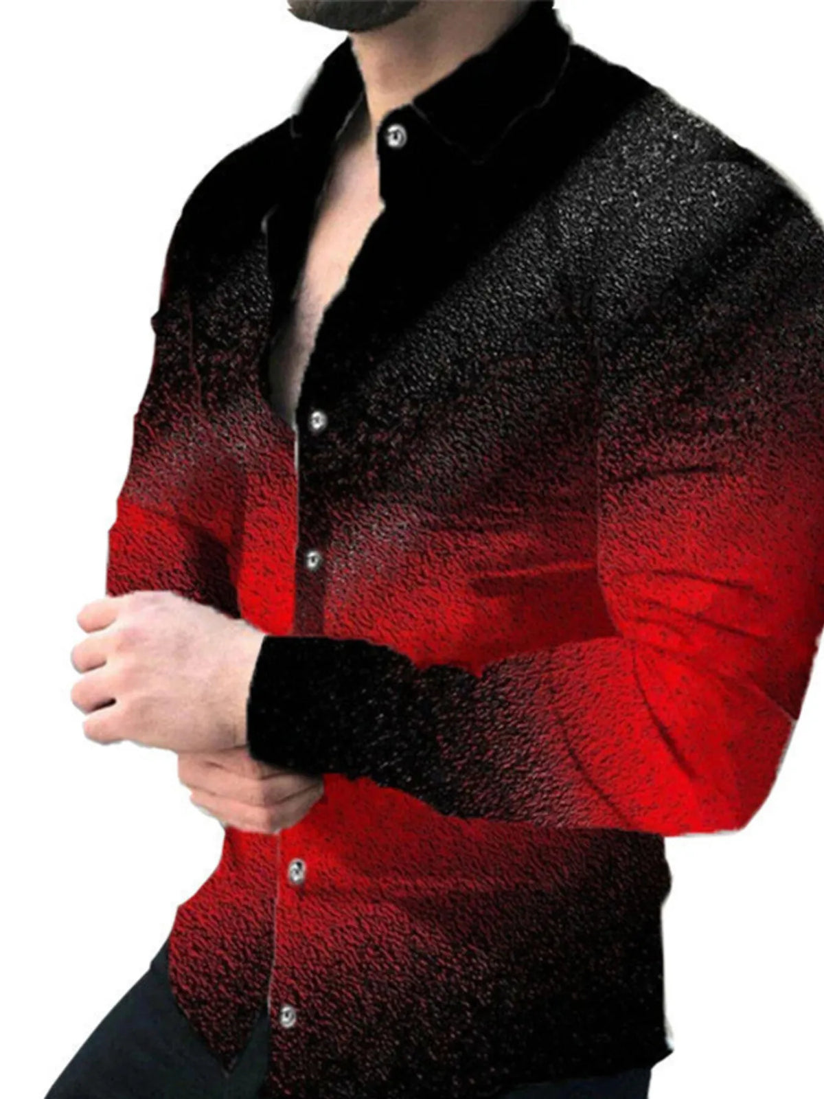 Men's Full Size Printed Button-Down Shirt Plus Size