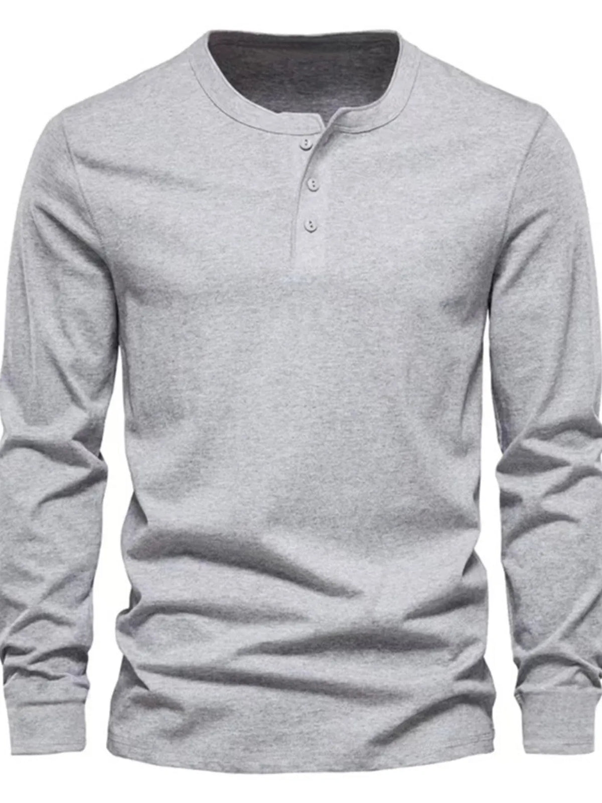 Men's Full Size Button Detail Long Sleeve Henley T-Shirt Plus Size