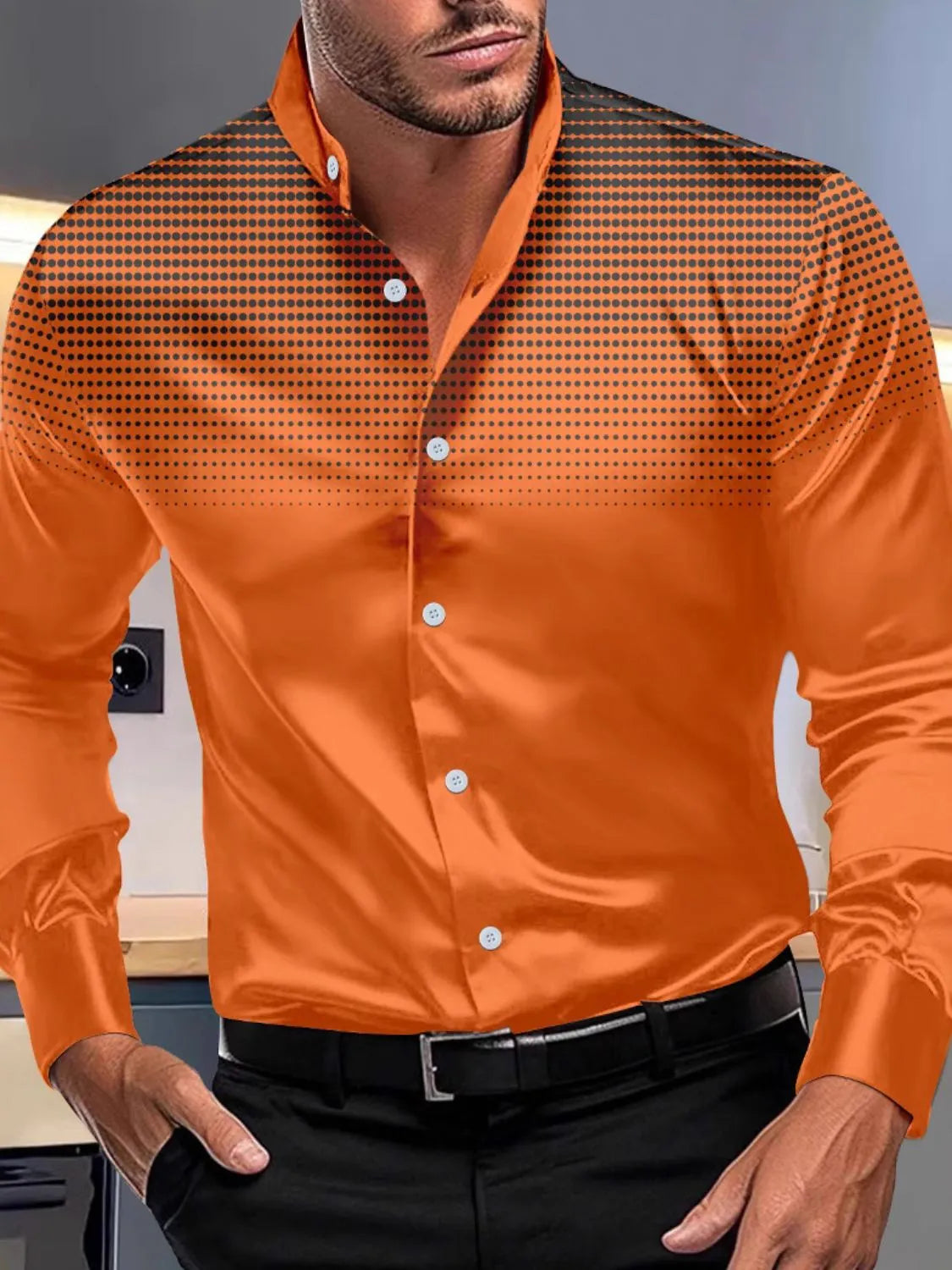 Men's Full Size Button Up Long Sleeve Shirt Plus Size