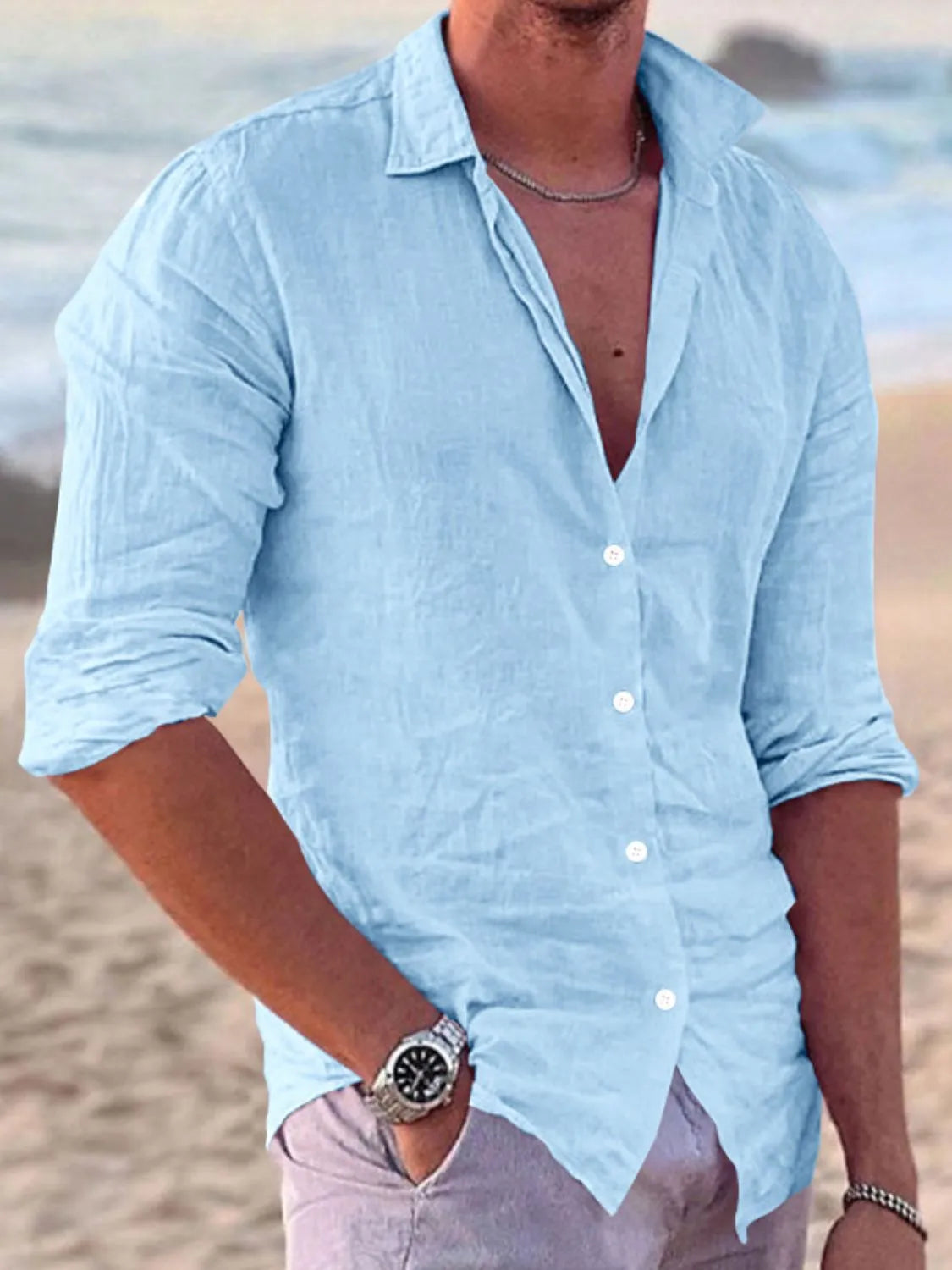 Men's Full Size Button Up Long Sleeve Shirt Plus Size