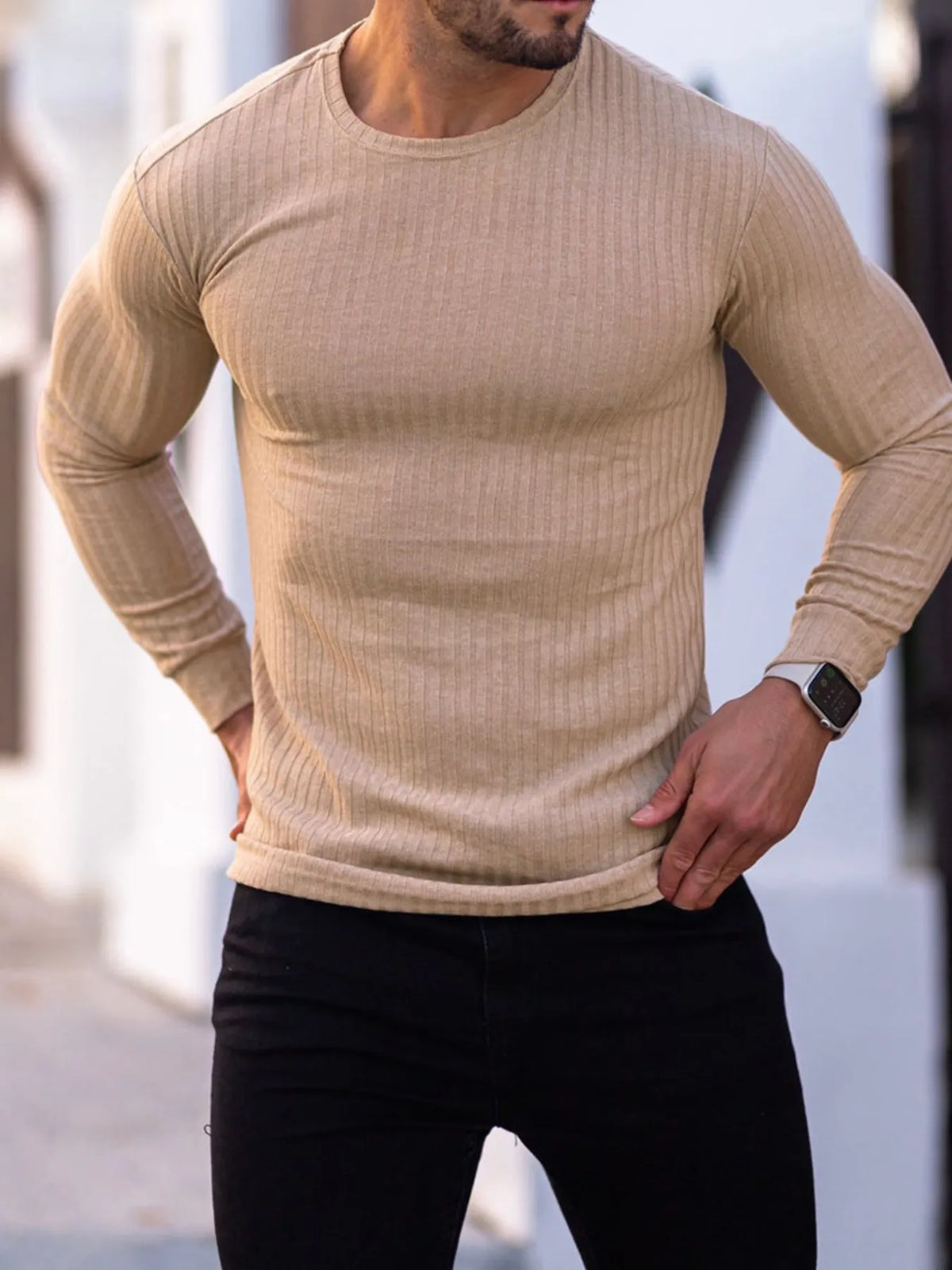Men's Plus Size Long Sleeve Fitted T-Shirt