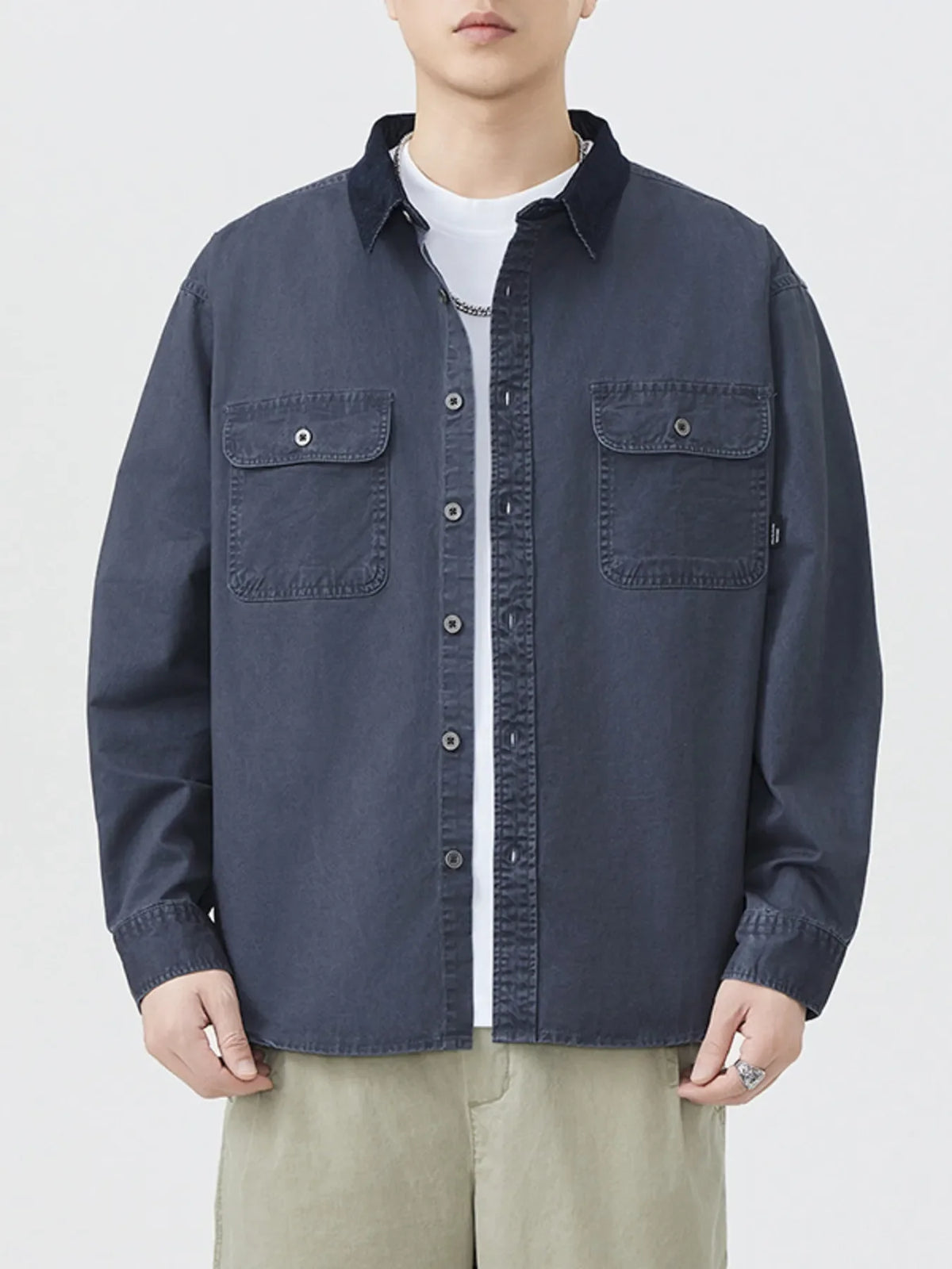 Men's Plus Size Button Up Long Sleeve Shirt
