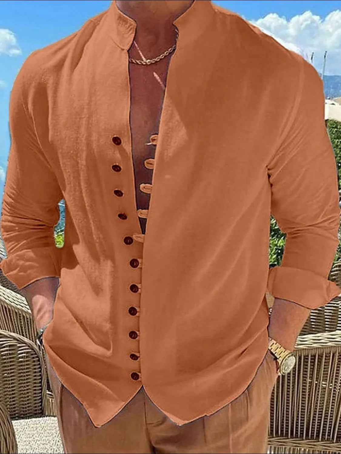 Men's Full Size Button Up Long Sleeve Shirt Plus Size