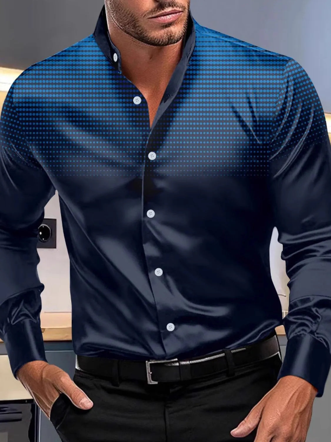 Men's Full Size Button Up Long Sleeve Shirt Plus Size