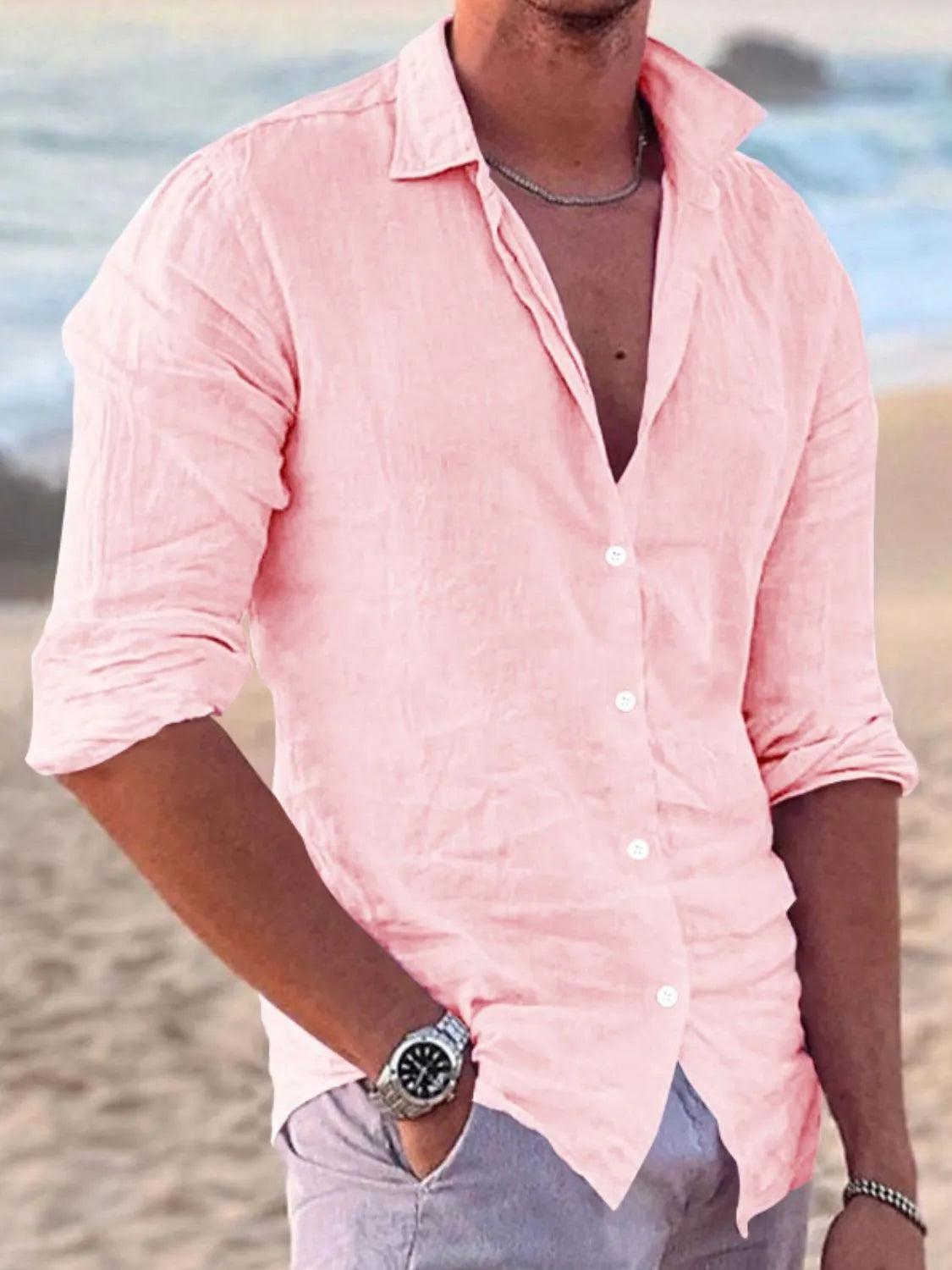 Men's Full Size Button Up Long Sleeve Shirt Plus Size