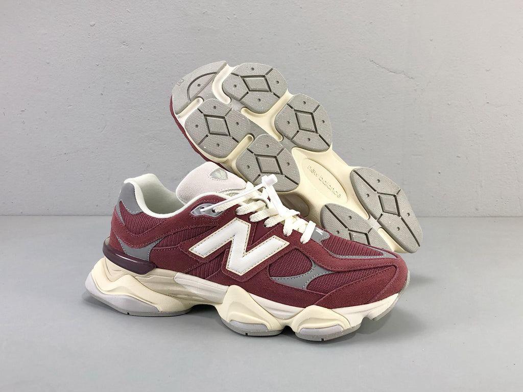 New Balance 9060 Washed Burgundy & Cream Sneakers - Comfort & Style