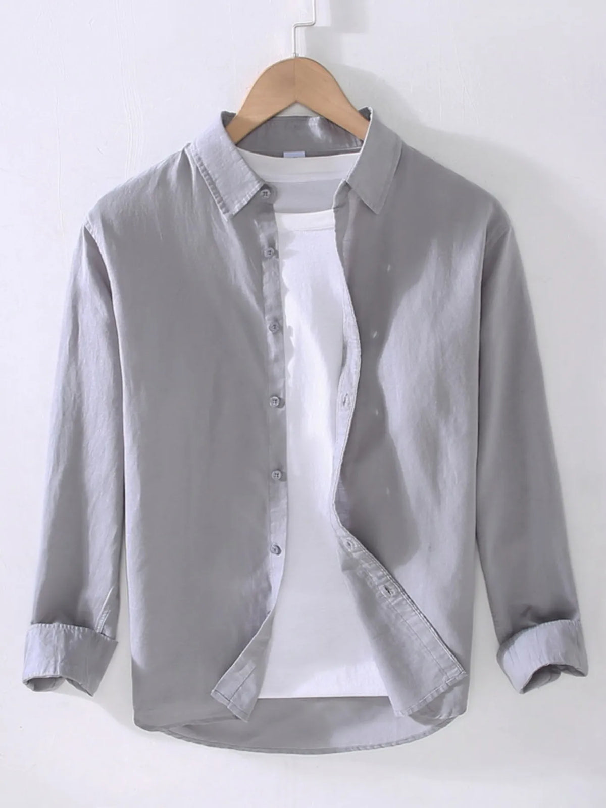 Men's Full Size Casual Long Sleeve Button-Up Shirt Plus Size