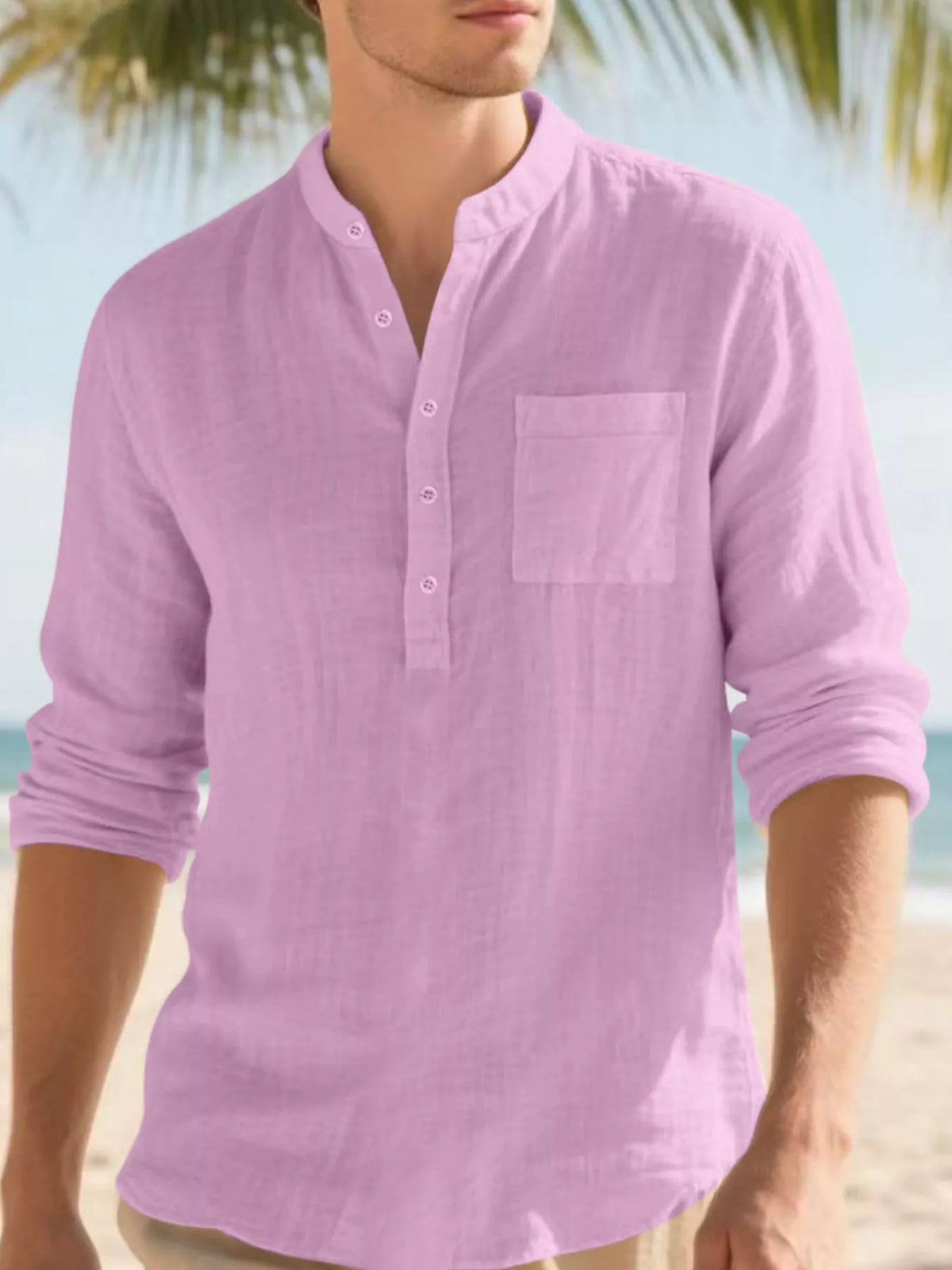 Men's Full Size Button Detail Long Sleeve Shirt Plus Size