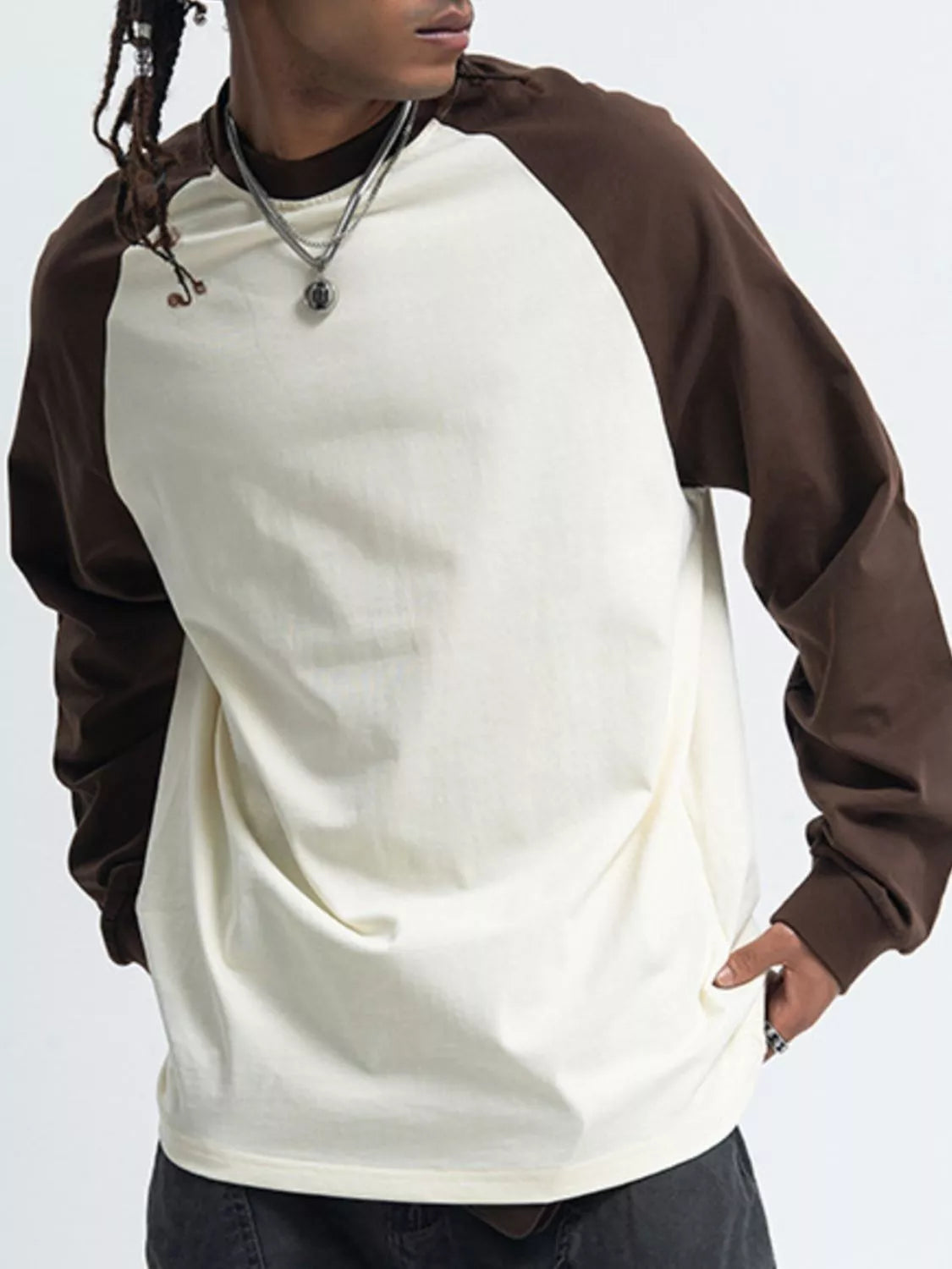 Men's Round Neck Raglan Long Sleeve T-Shirt