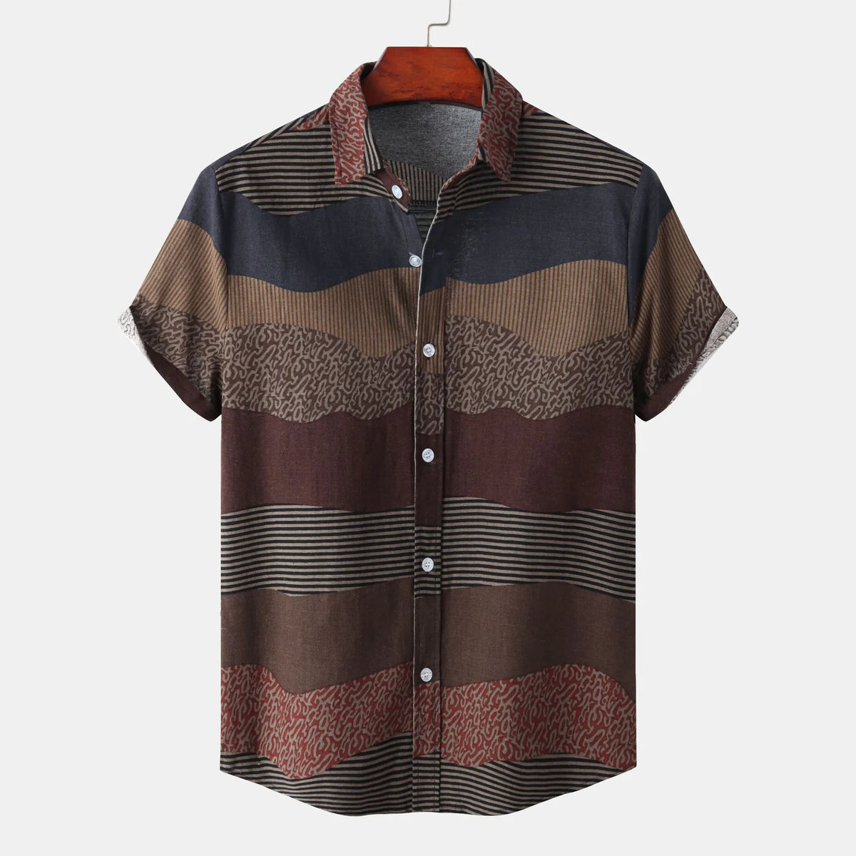 Men's Plus Size Color Block Short Sleeve Casual Shirt
