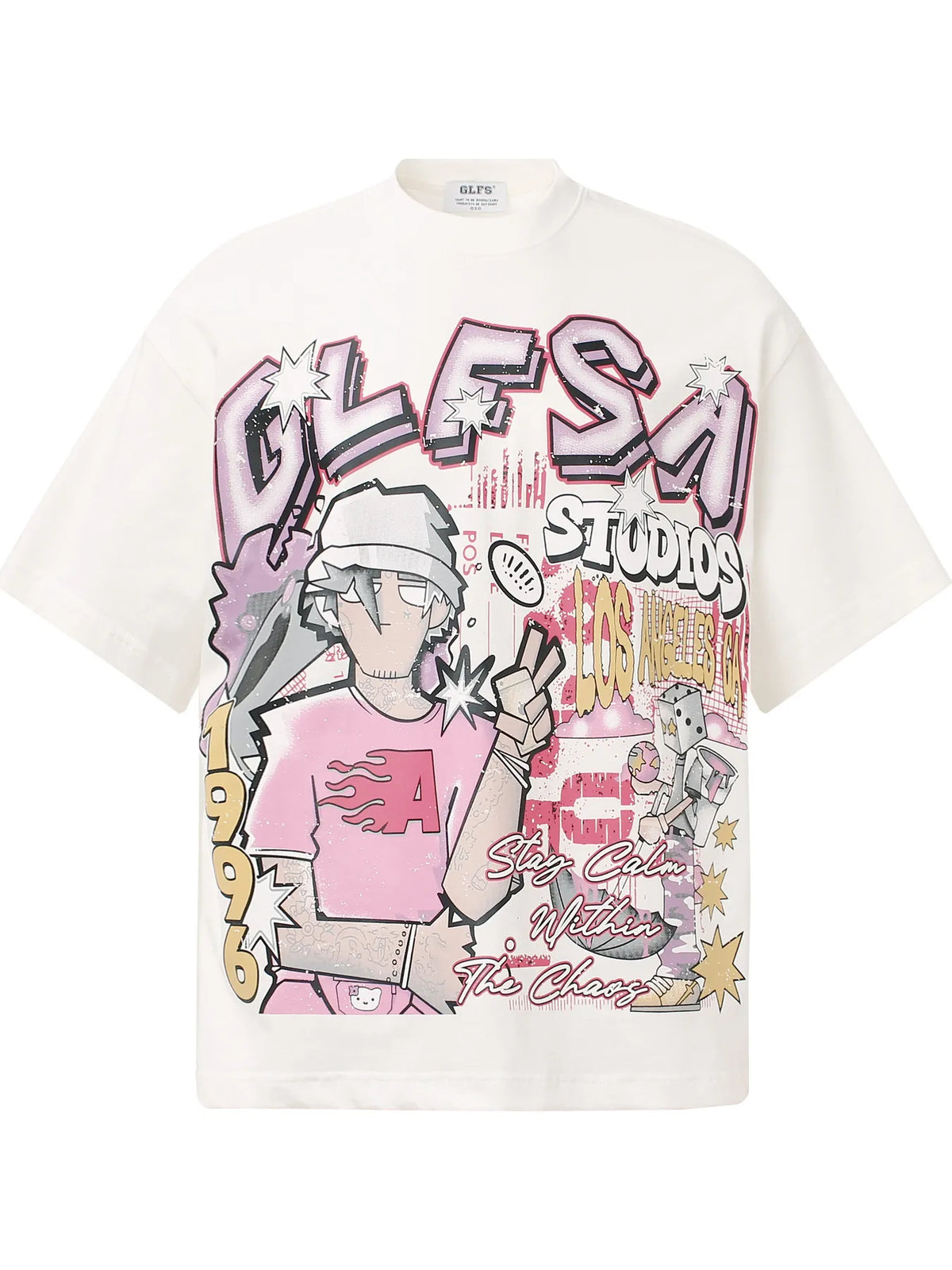 Men's Washed Anime Graphic Oversized T-Shirt