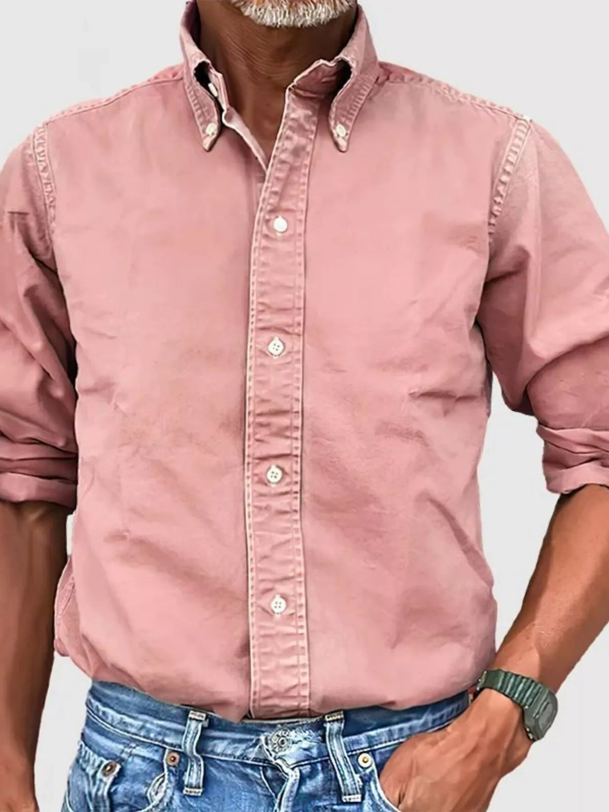 Men's Full Size Casual Button-Down Shirt Plus Size