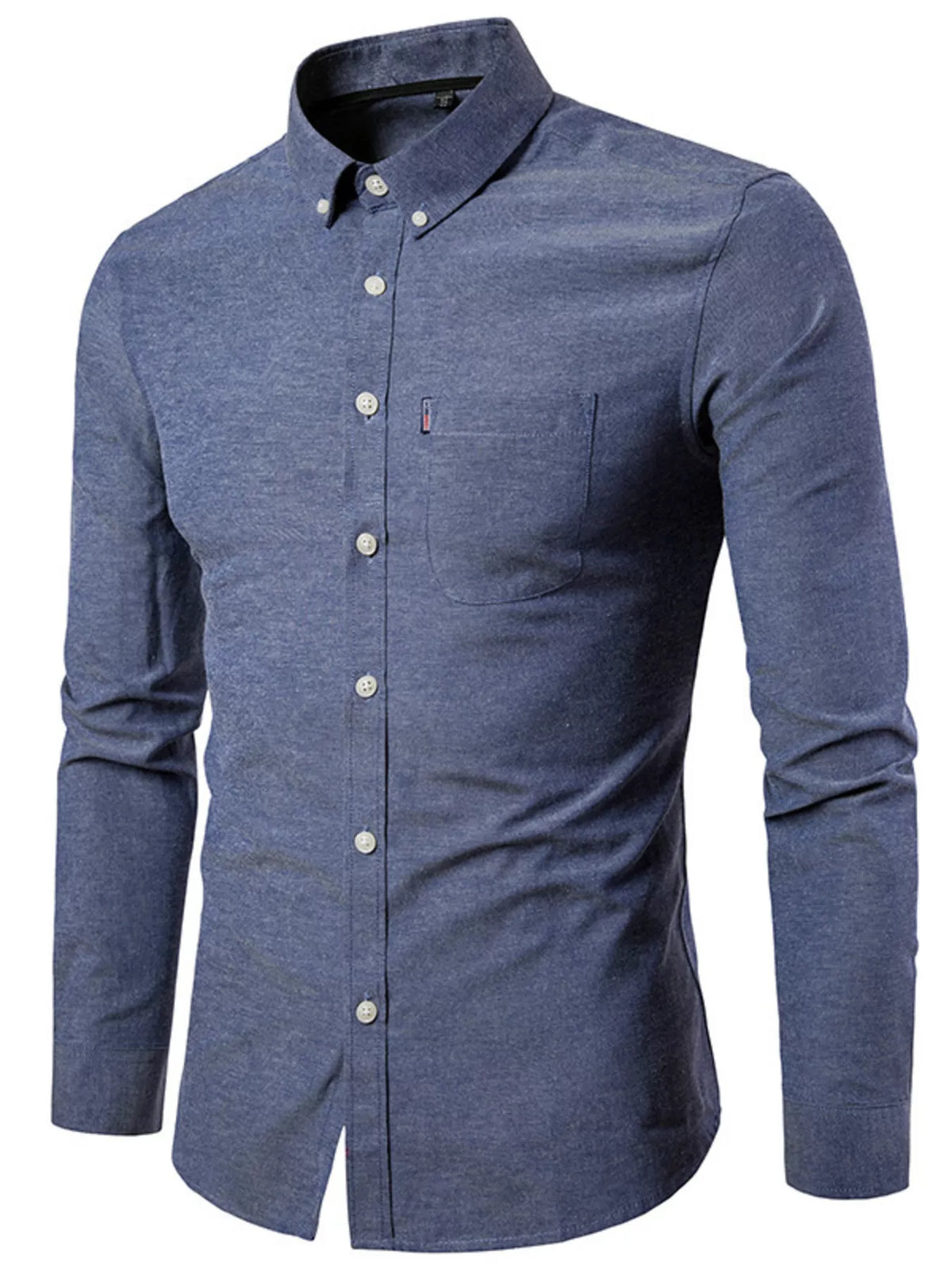 Men's Plus Size Slim Fit Long Sleeve Button-Down Shirt