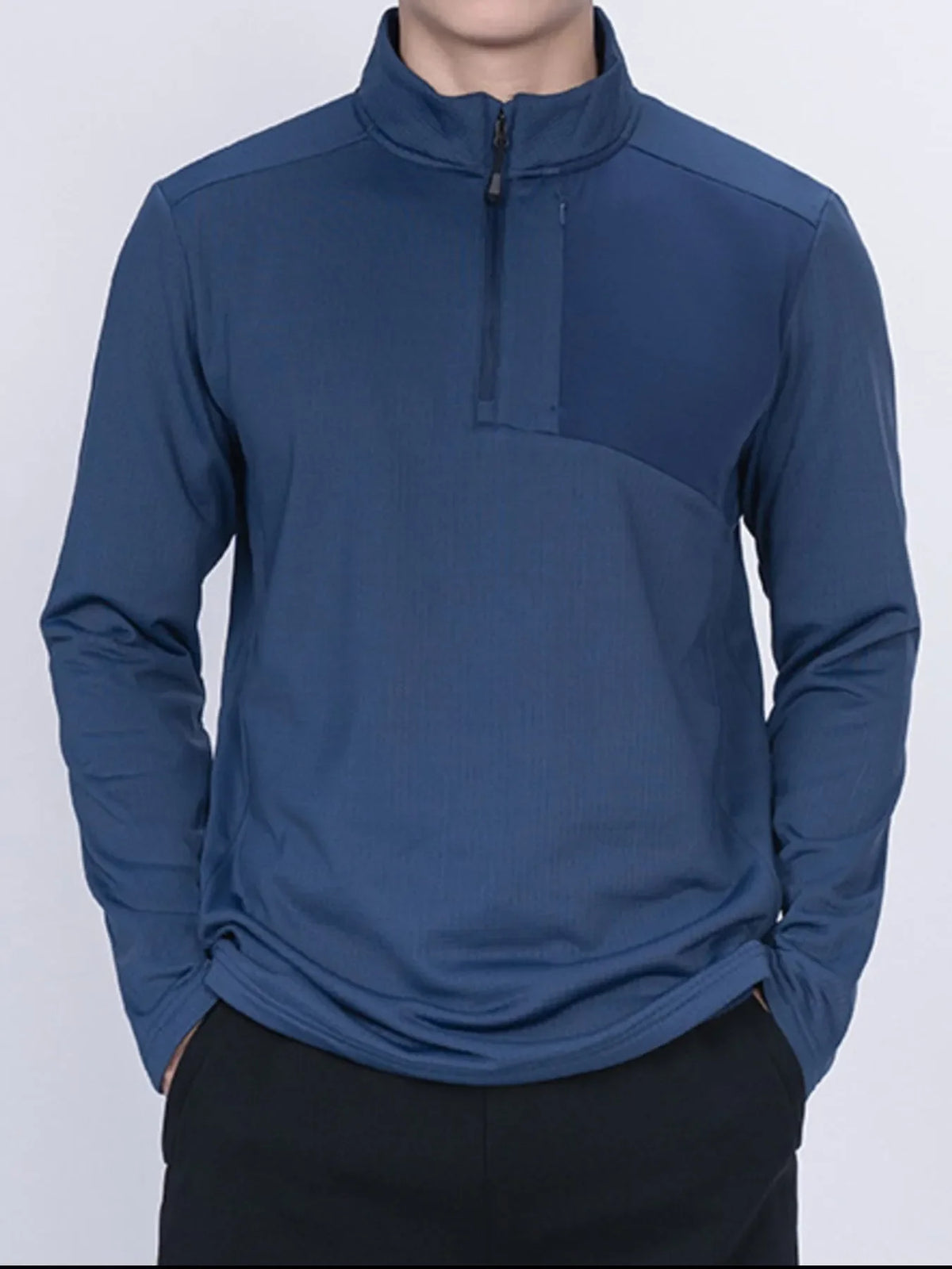 Men's Plus Size Quarter Zip Long Sleeve Top