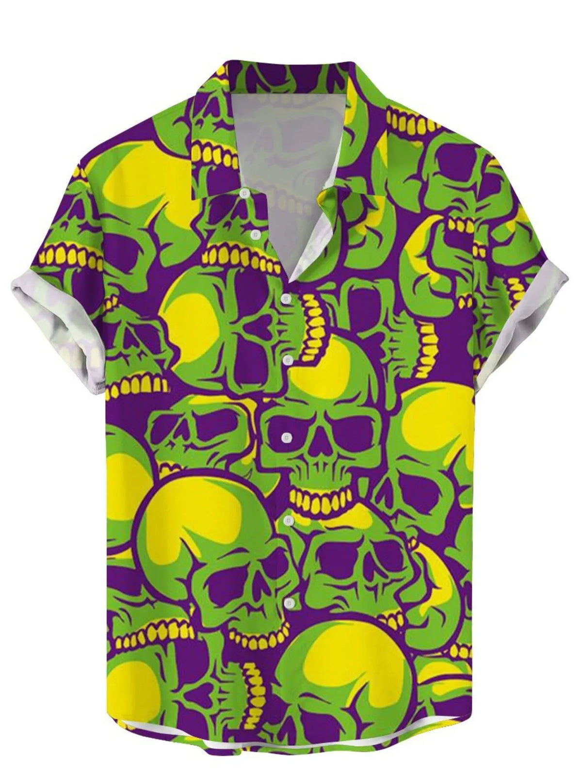 Men's Plus Size Printed Button Up Short Sleeve Shirt