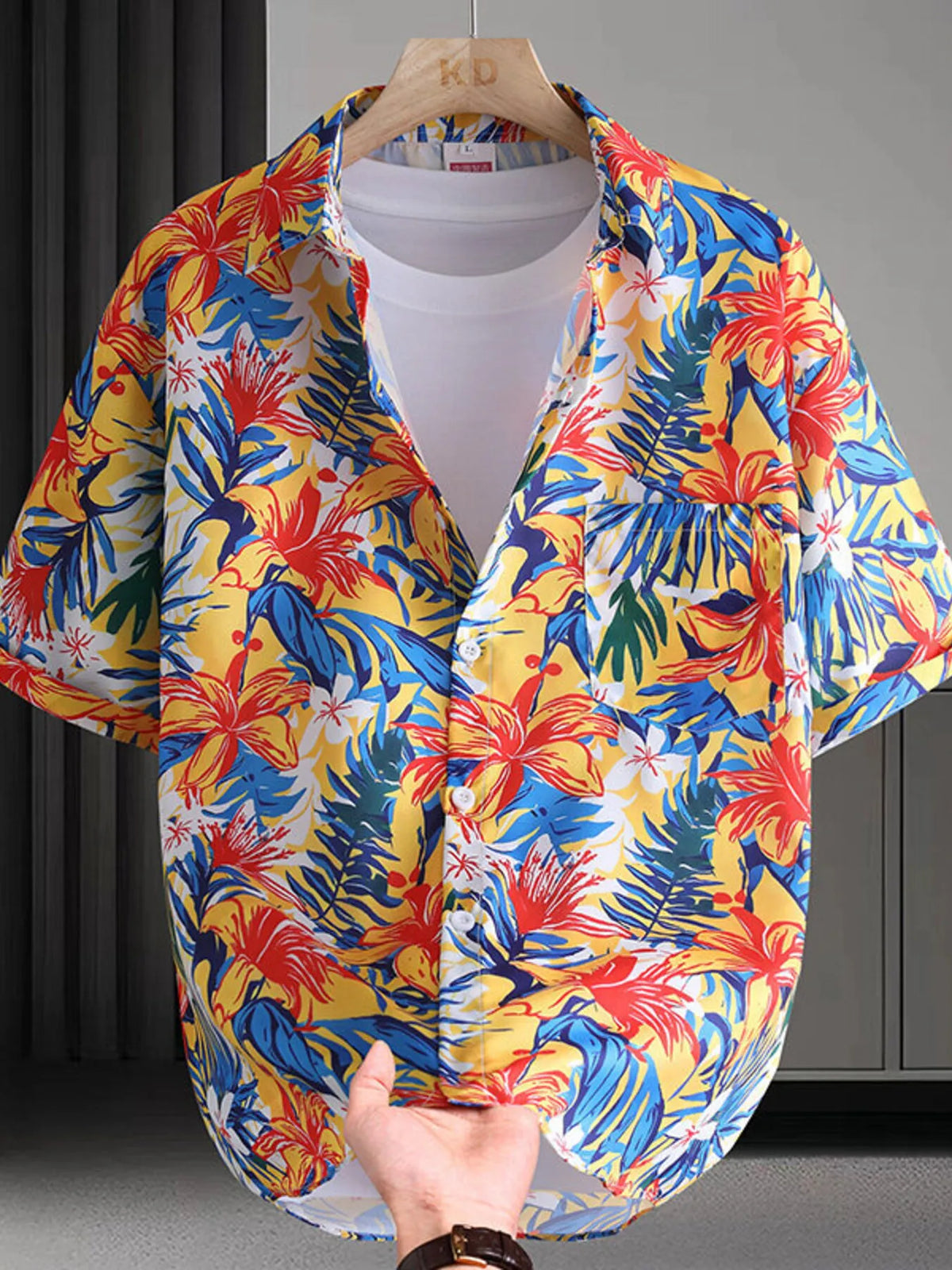 Men's Plus Size Hawaiian Print Short Sleeve Shirt