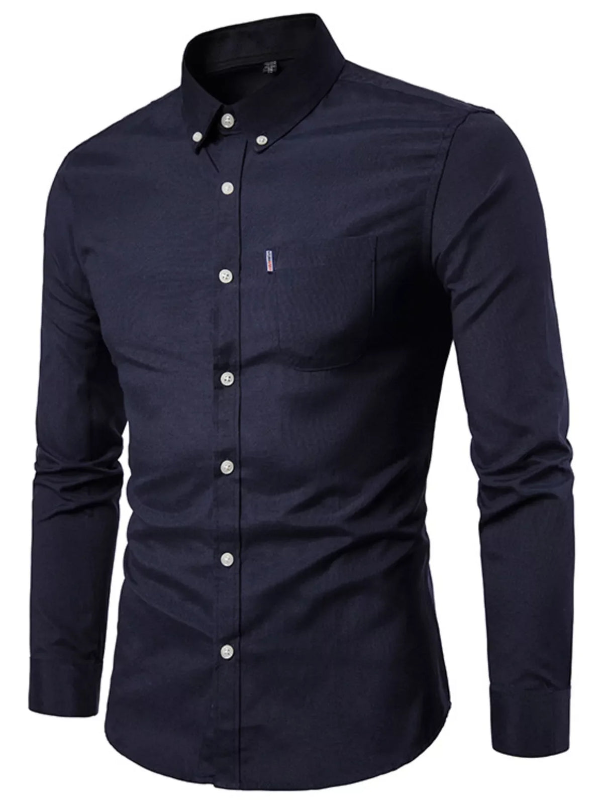 Men's Plus Size Slim Fit Long Sleeve Button-Down Shirt